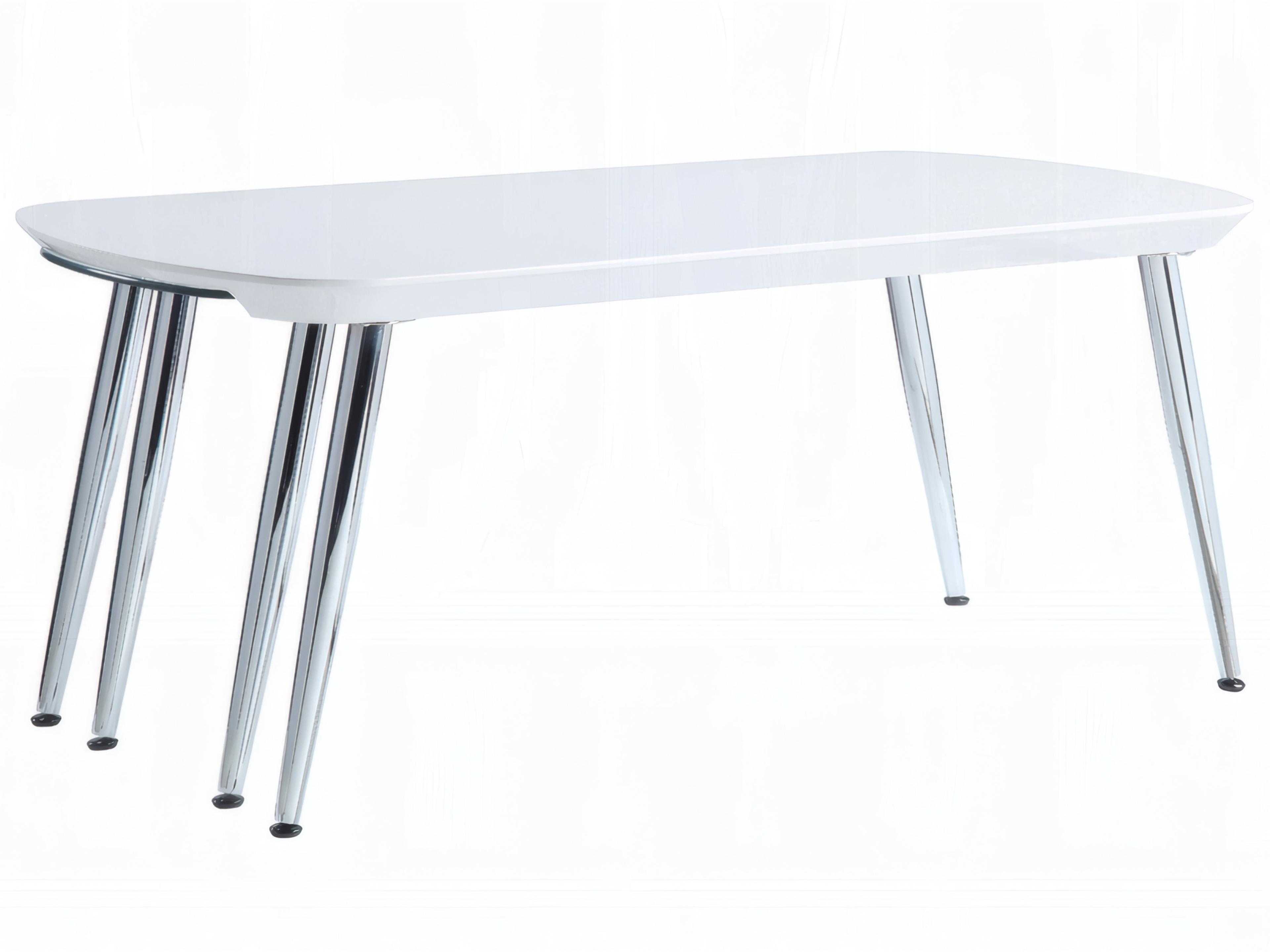 Acme Furniture Patina Rectangular Wood White Chrome Coffee Table