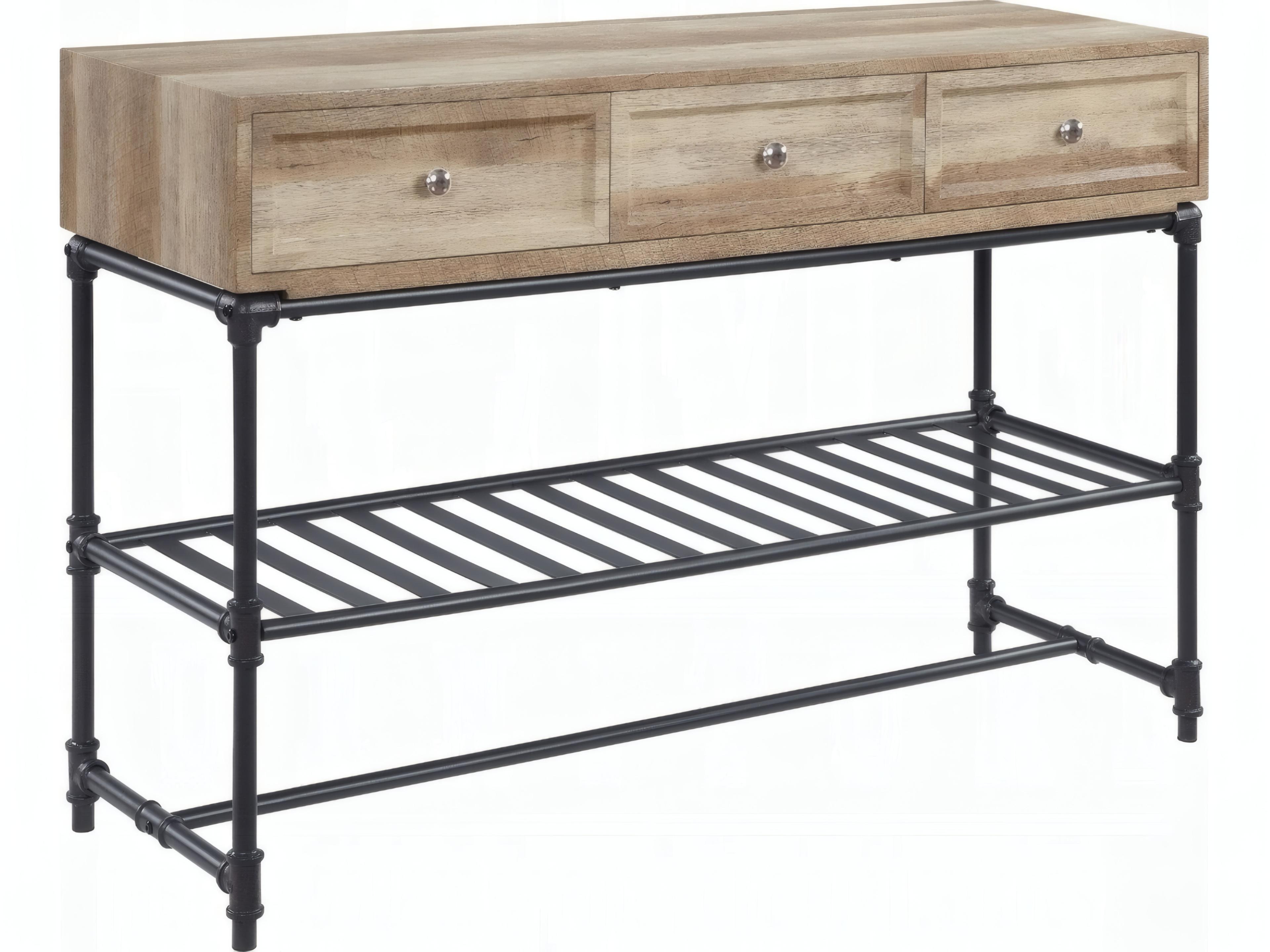 Brantley Rectangular Wood Oak Sandy Black Console Table