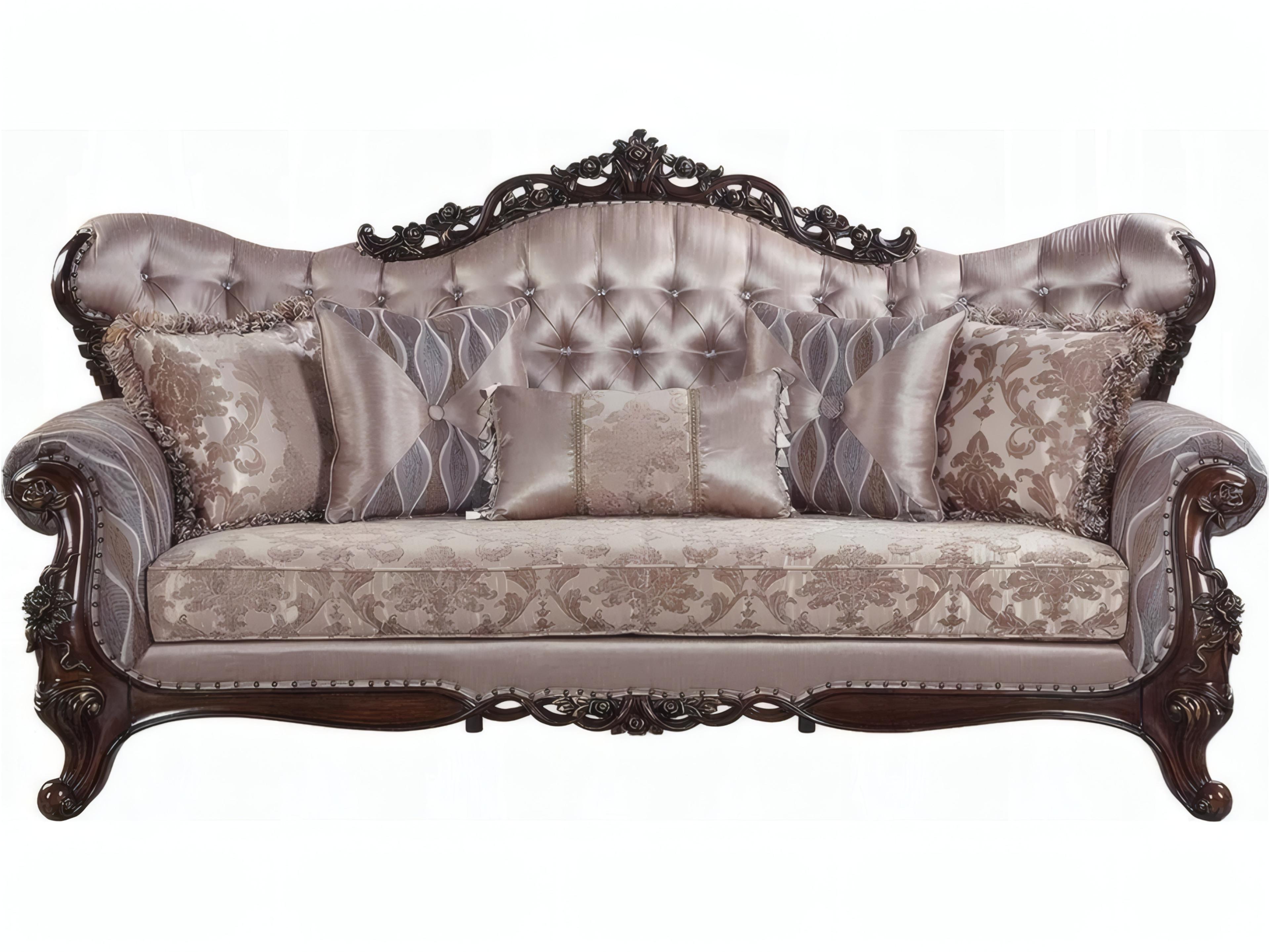 Benbek Fabric Antique Oak Beige Upholstered Sofa