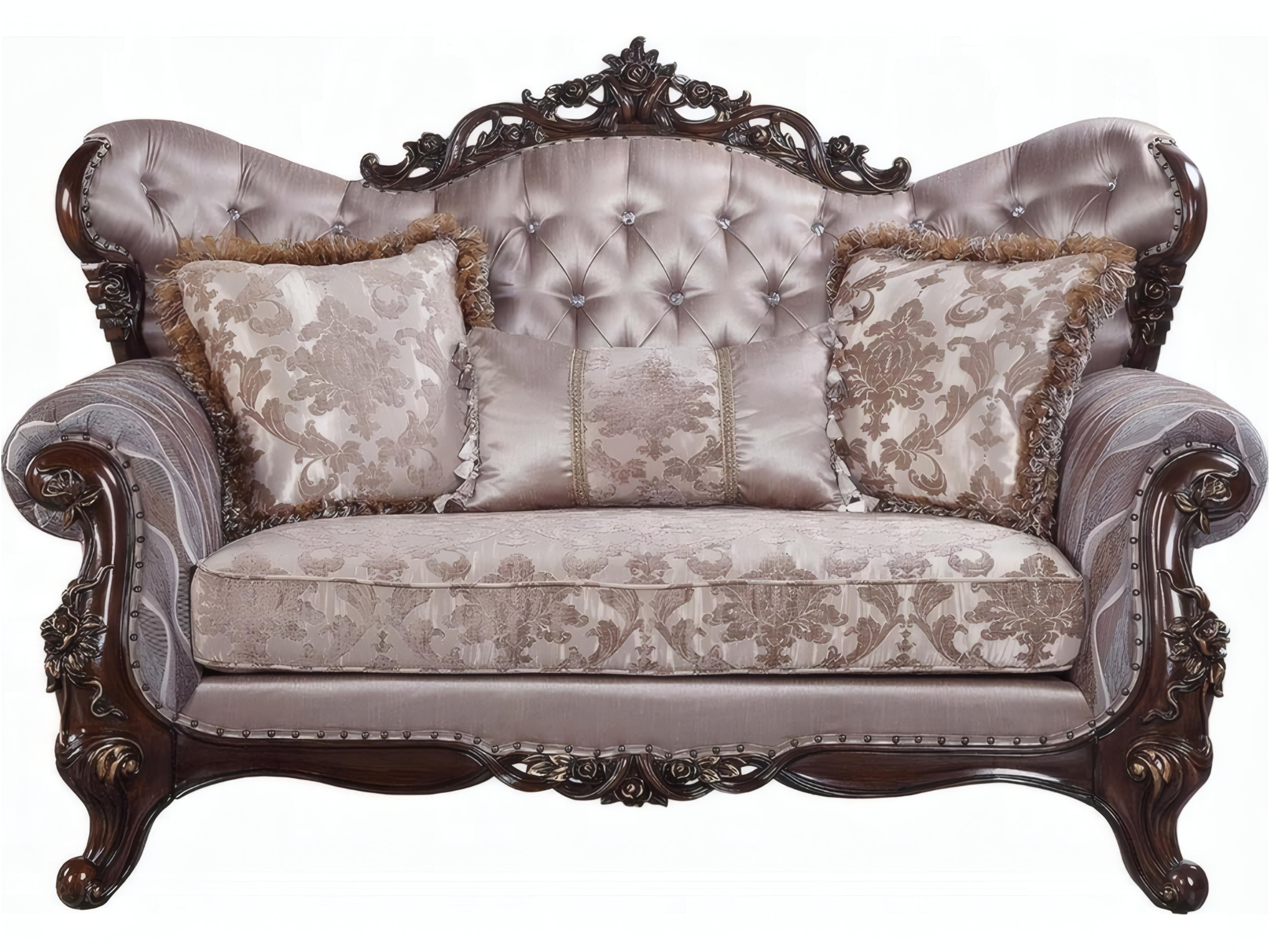 Benbek Fabric Antique Oak Gray Upholstered Loveseat