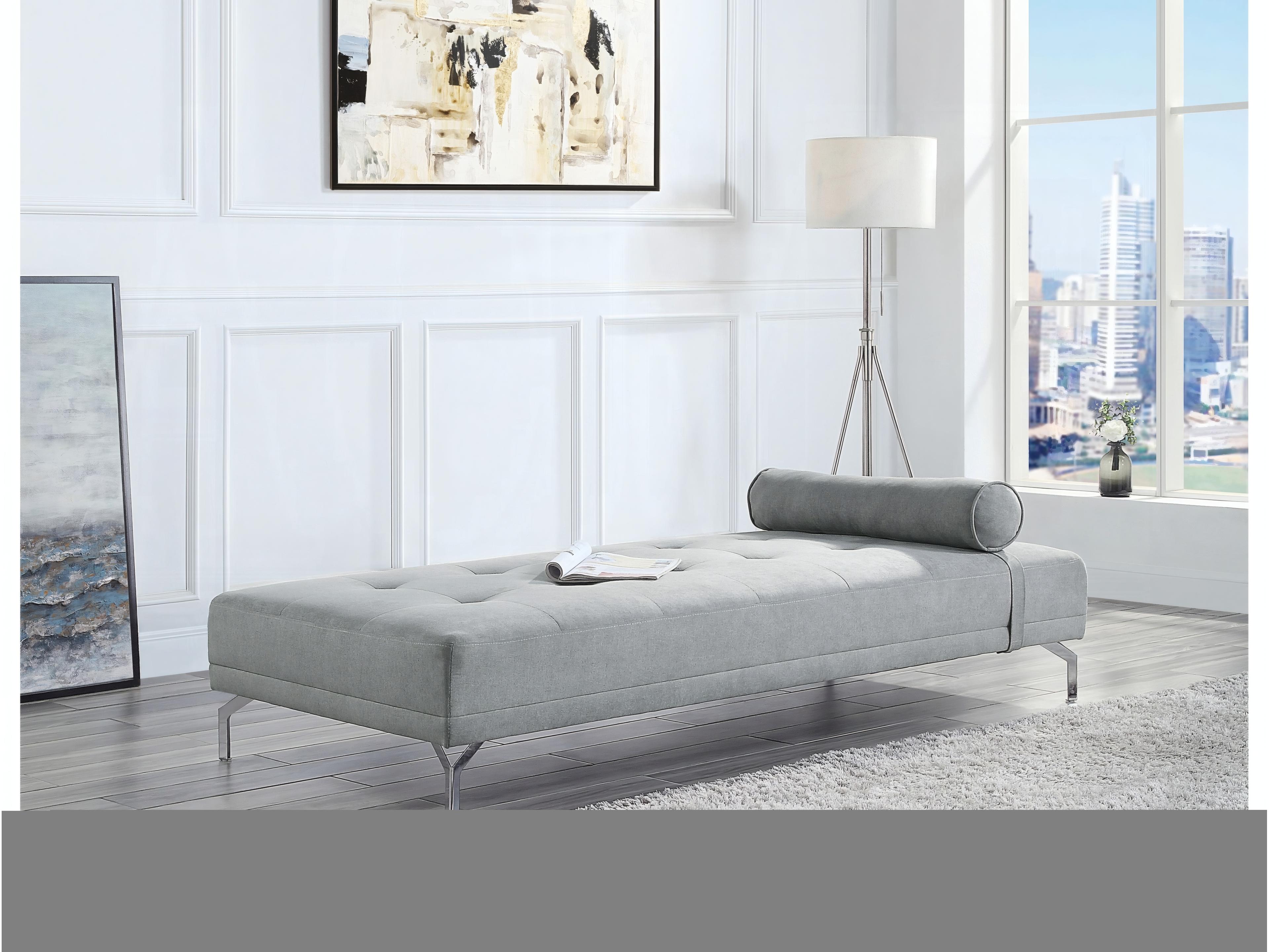 Acme Furniture Gray Melange Velvet Plywood Upholstered Daybed Bed