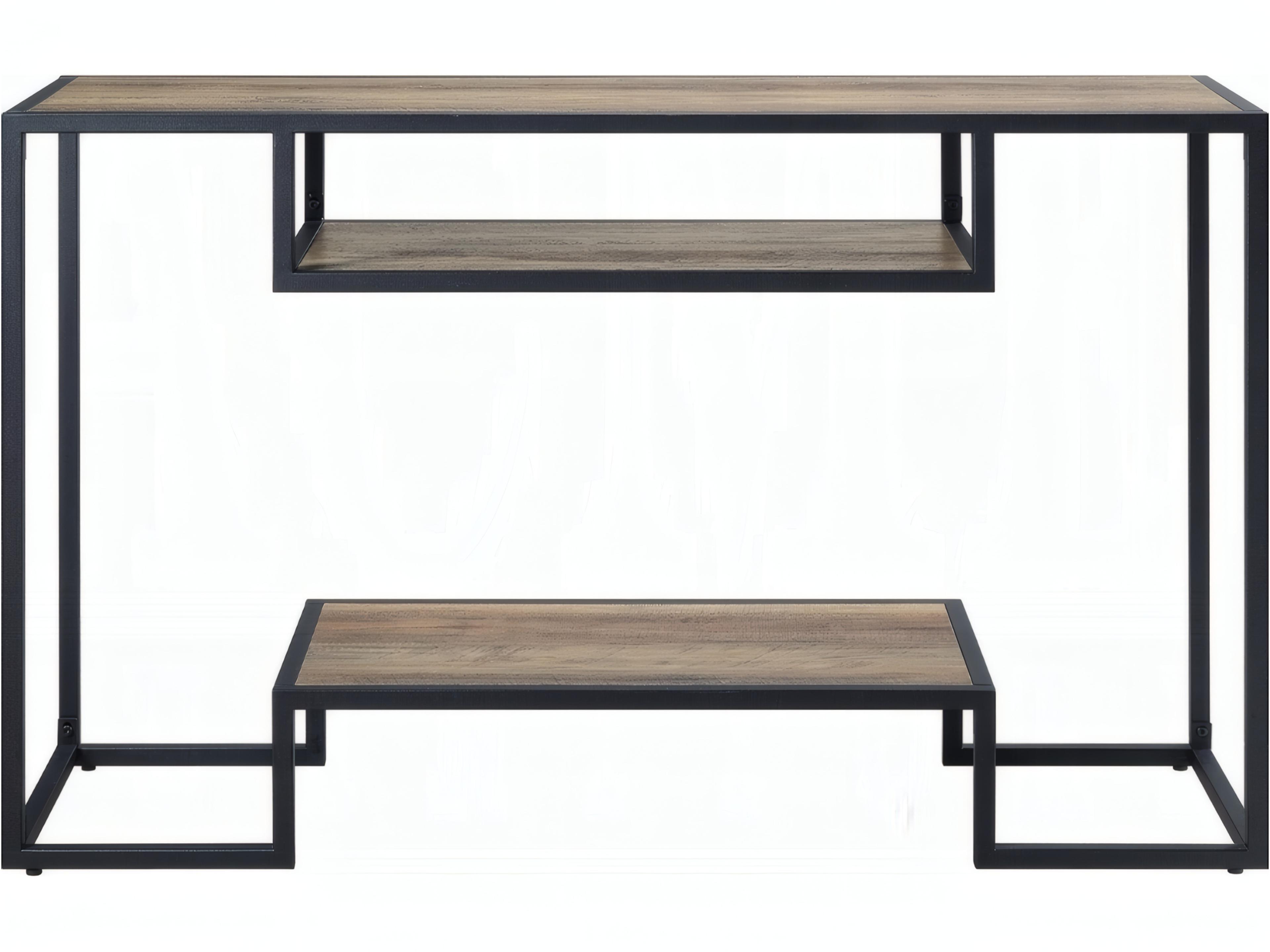 Acme Furniture Idella Rectangular Wood Rustic Oak Black Console Table