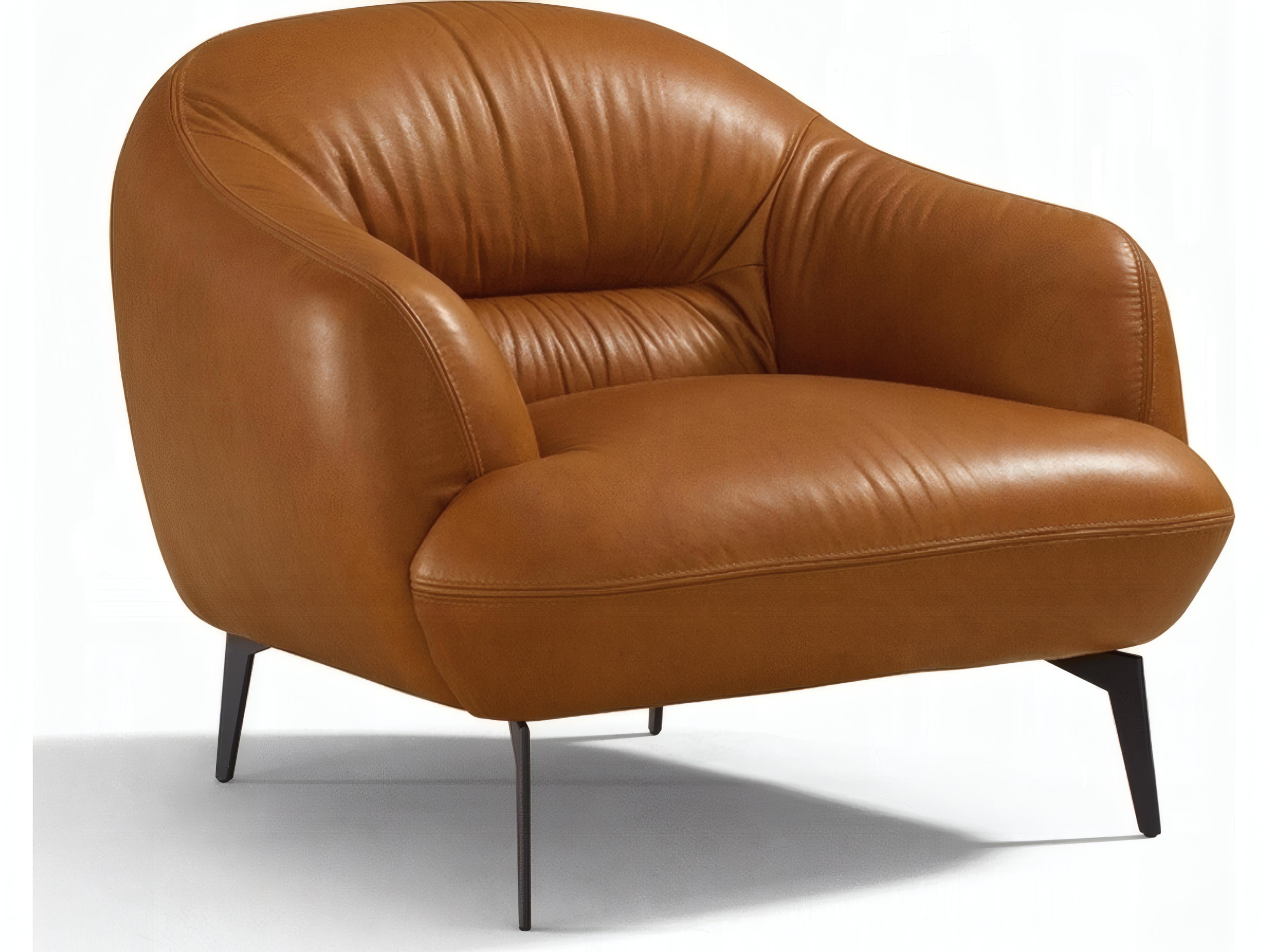 Leonia Brown Leather Accent Chair