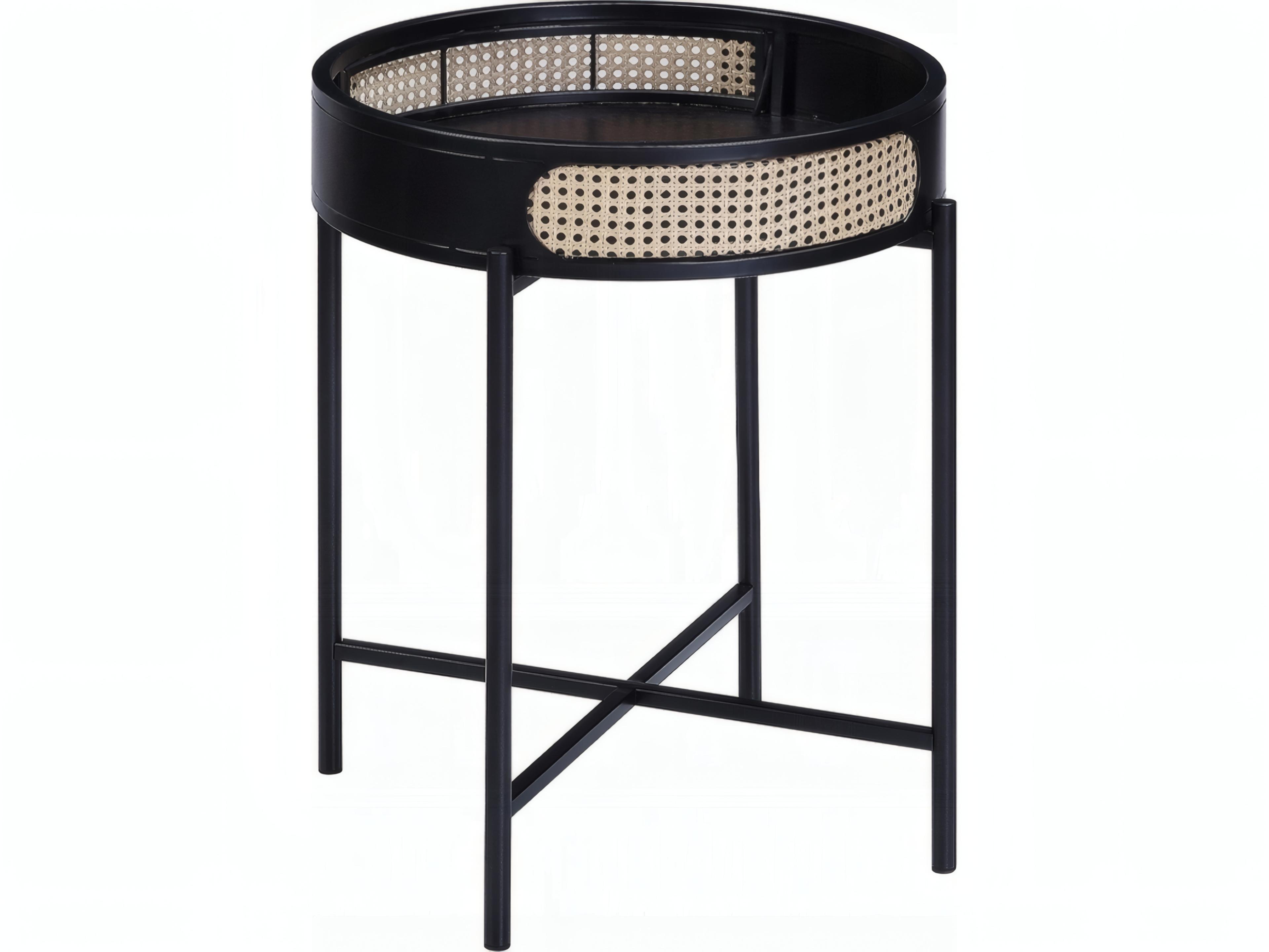 Colson Round Wood Black End Table