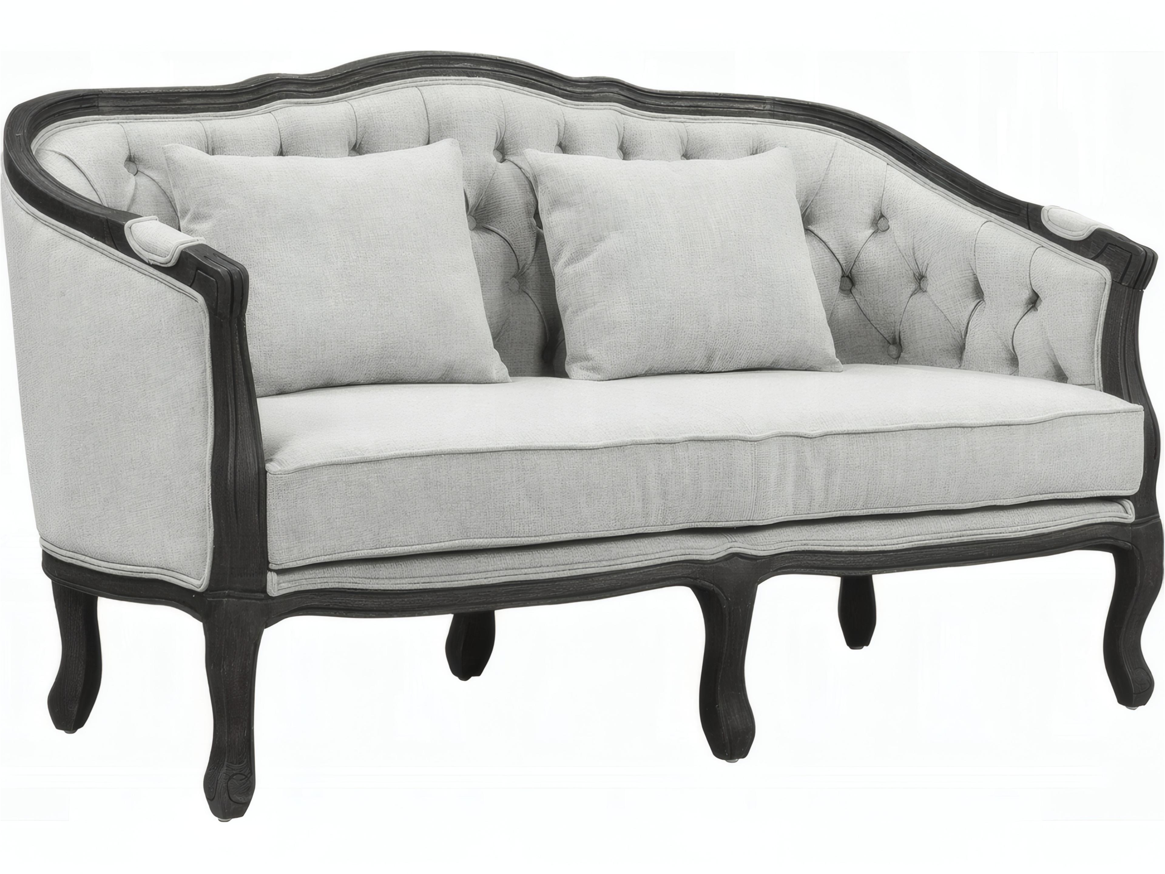 Acme Furniture Samael Gray Linen Dark Brown Upholstered Loveseat