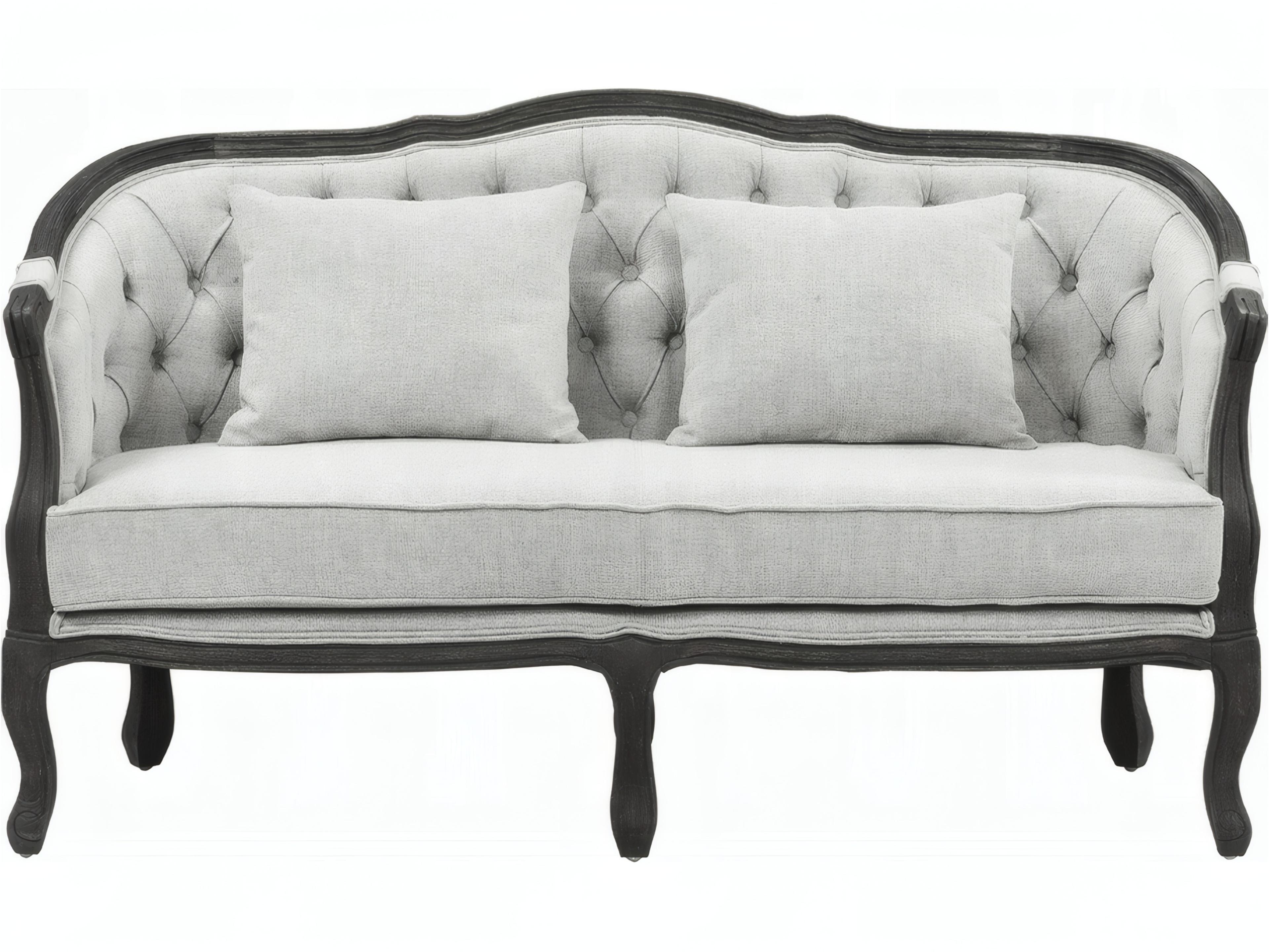 Acme Furniture Samael Gray Linen Dark Brown Upholstered Loveseat