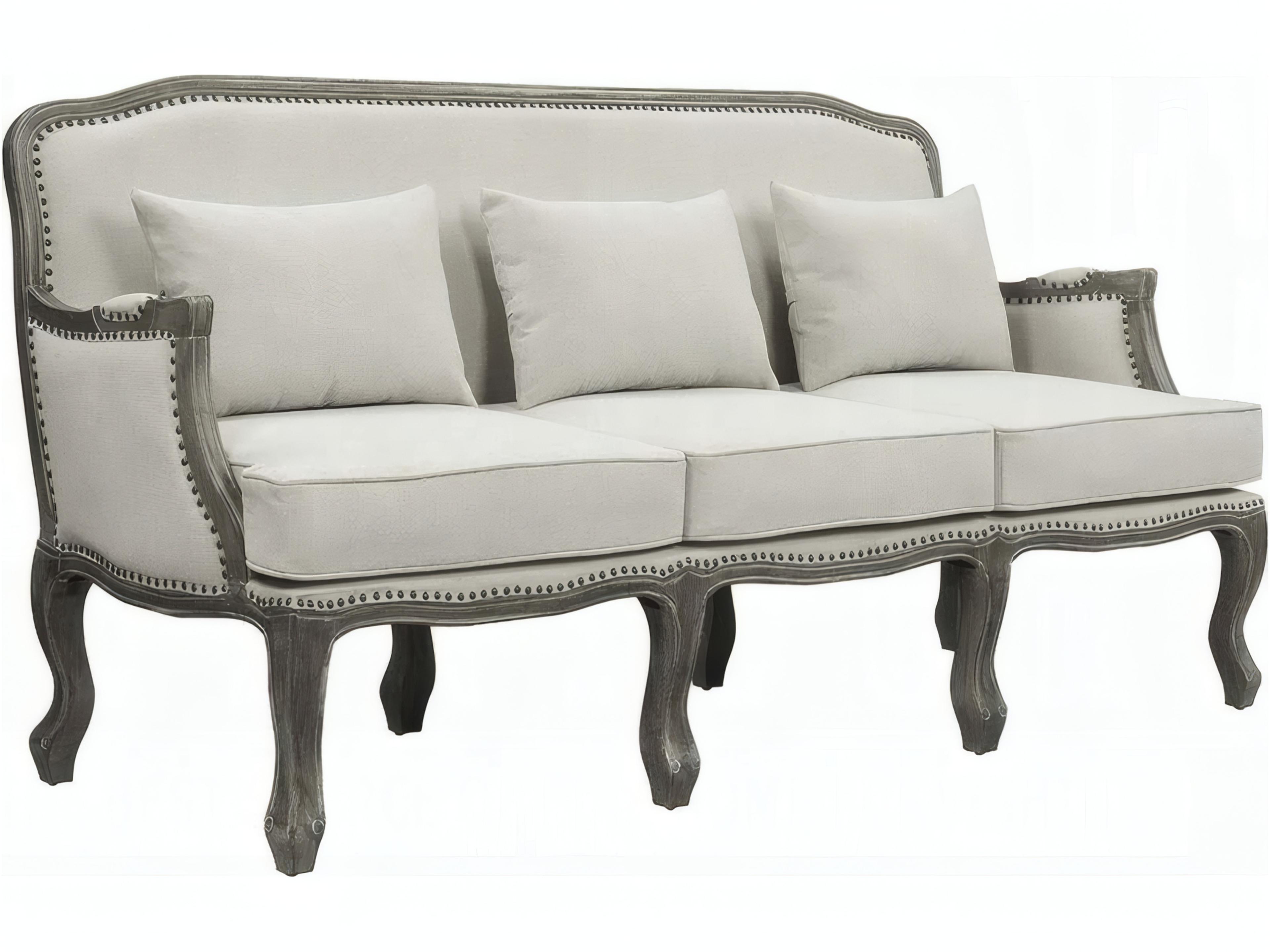 Tania Cream Linen Brown Upholstered Sofa