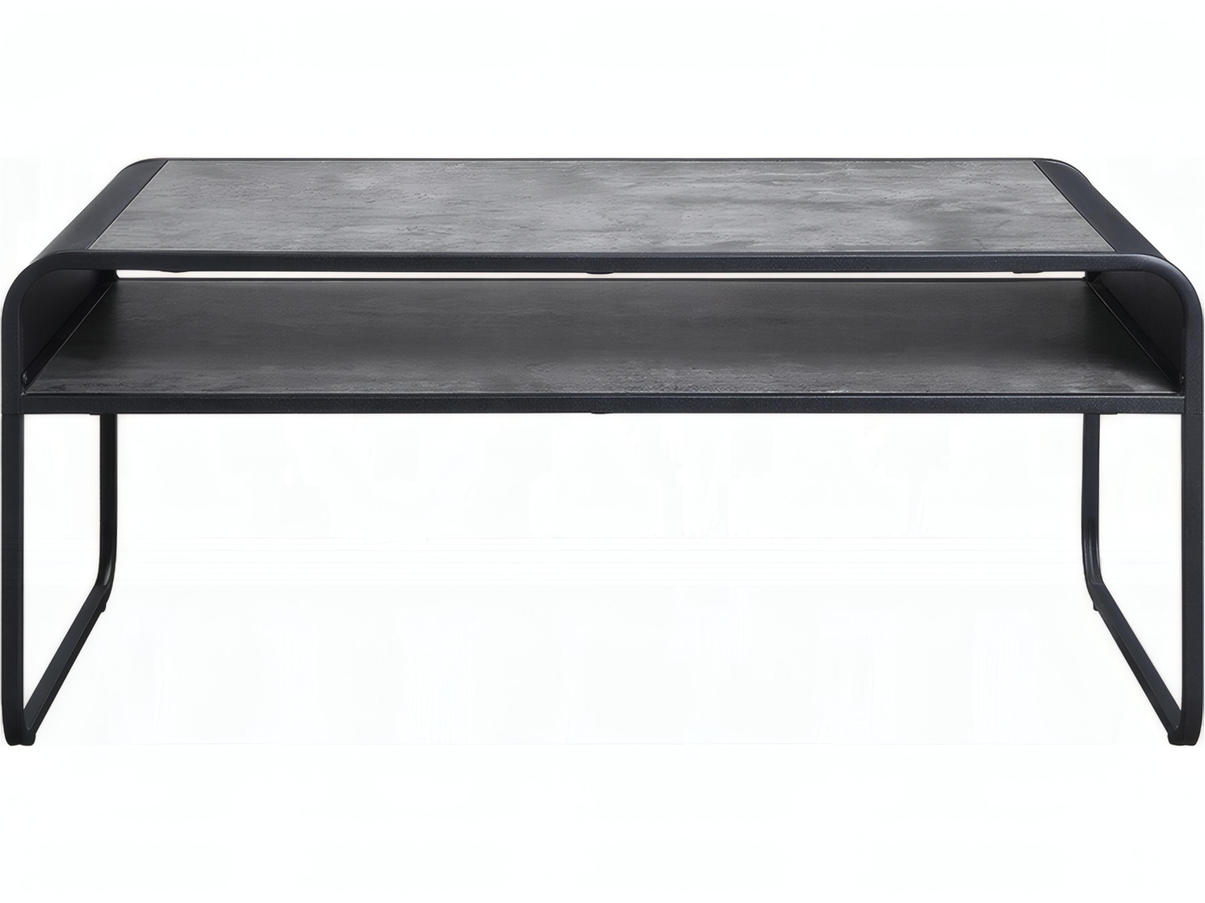 Acme Furniture Raziela Rectangular Wood Concrete Gray Black Coffee Table
