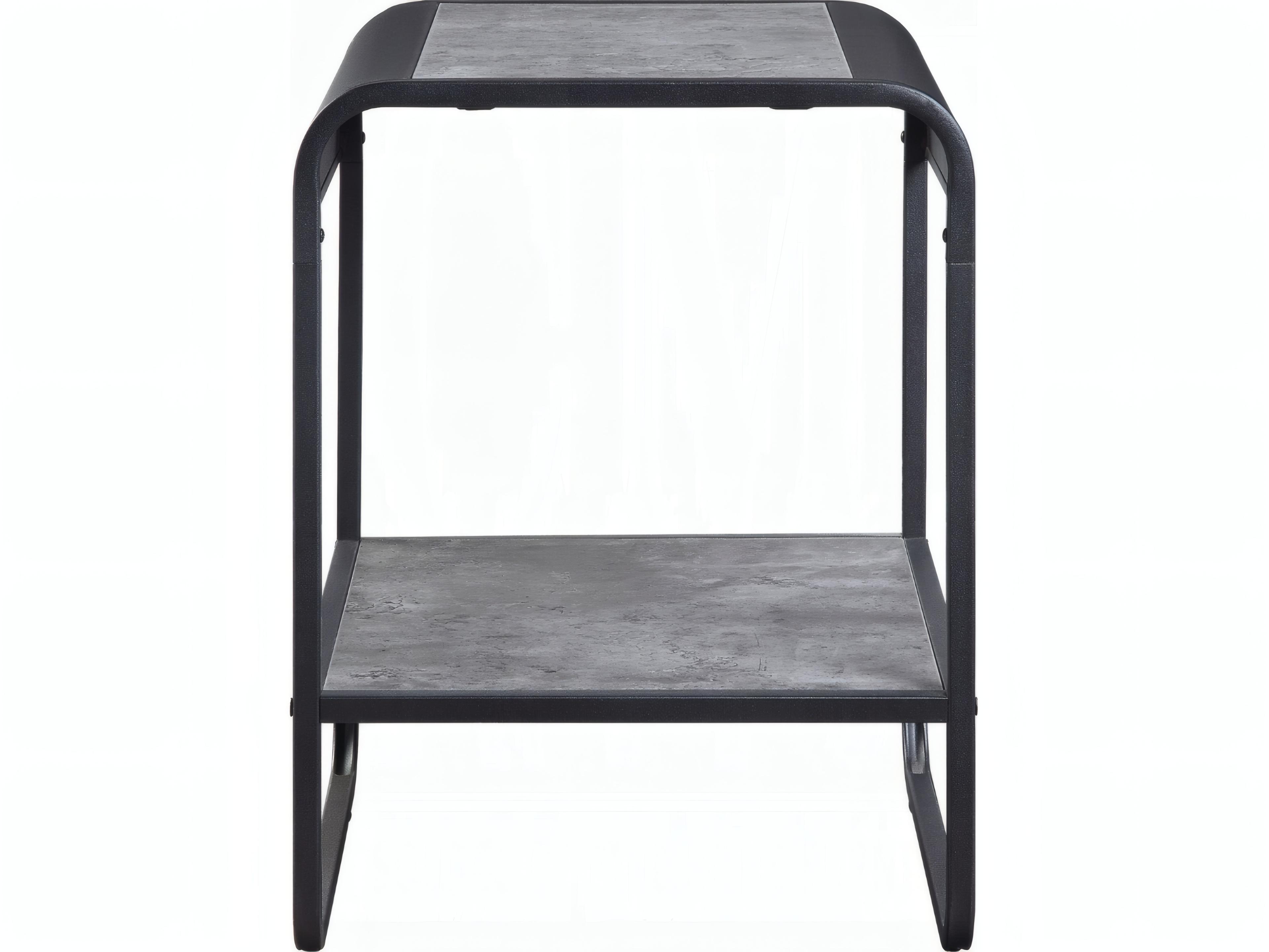 Acme Furniture Raziela Square Wood Concrete Gray Black End Table