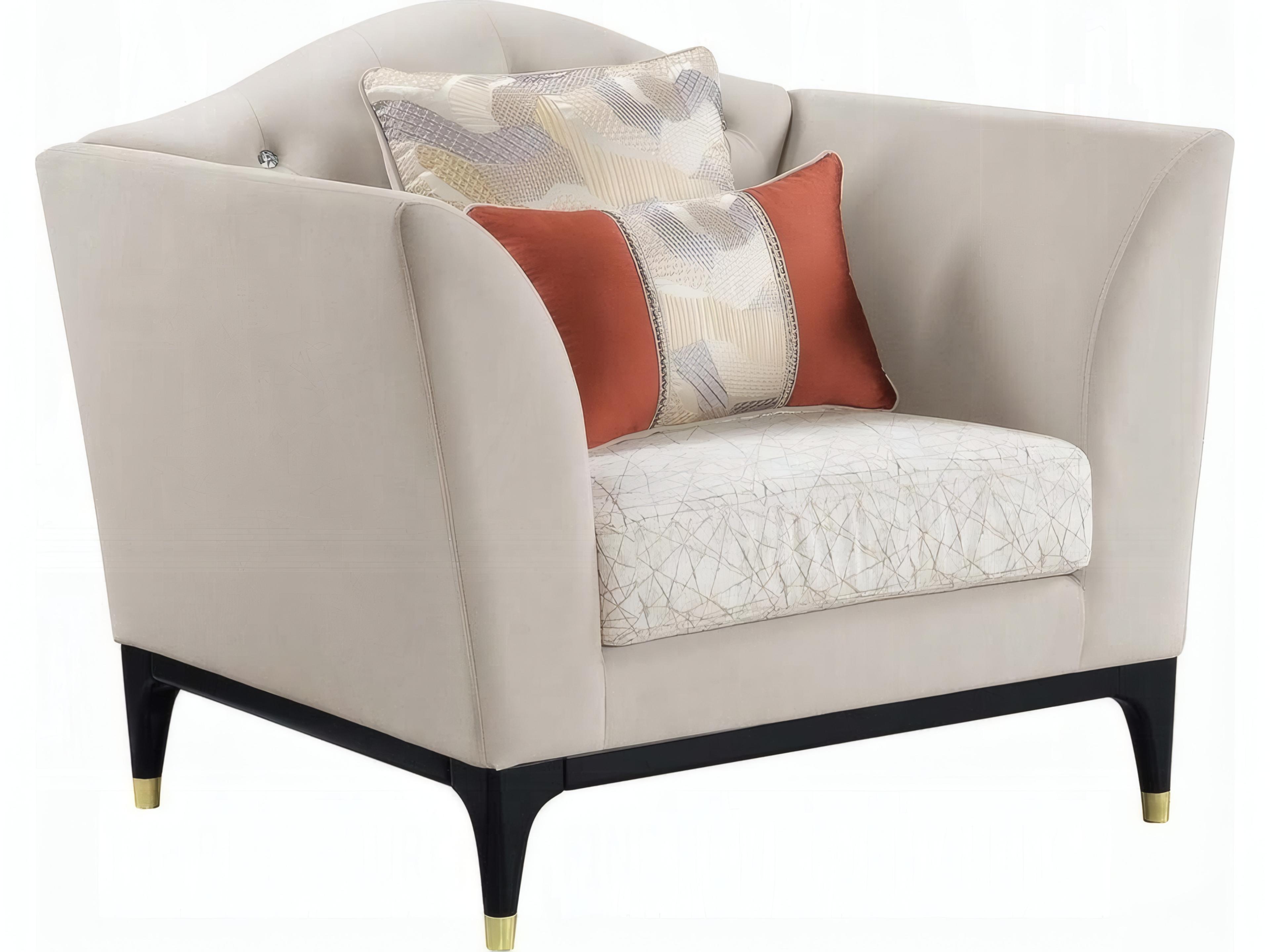 Beige Velvet Accent Chair