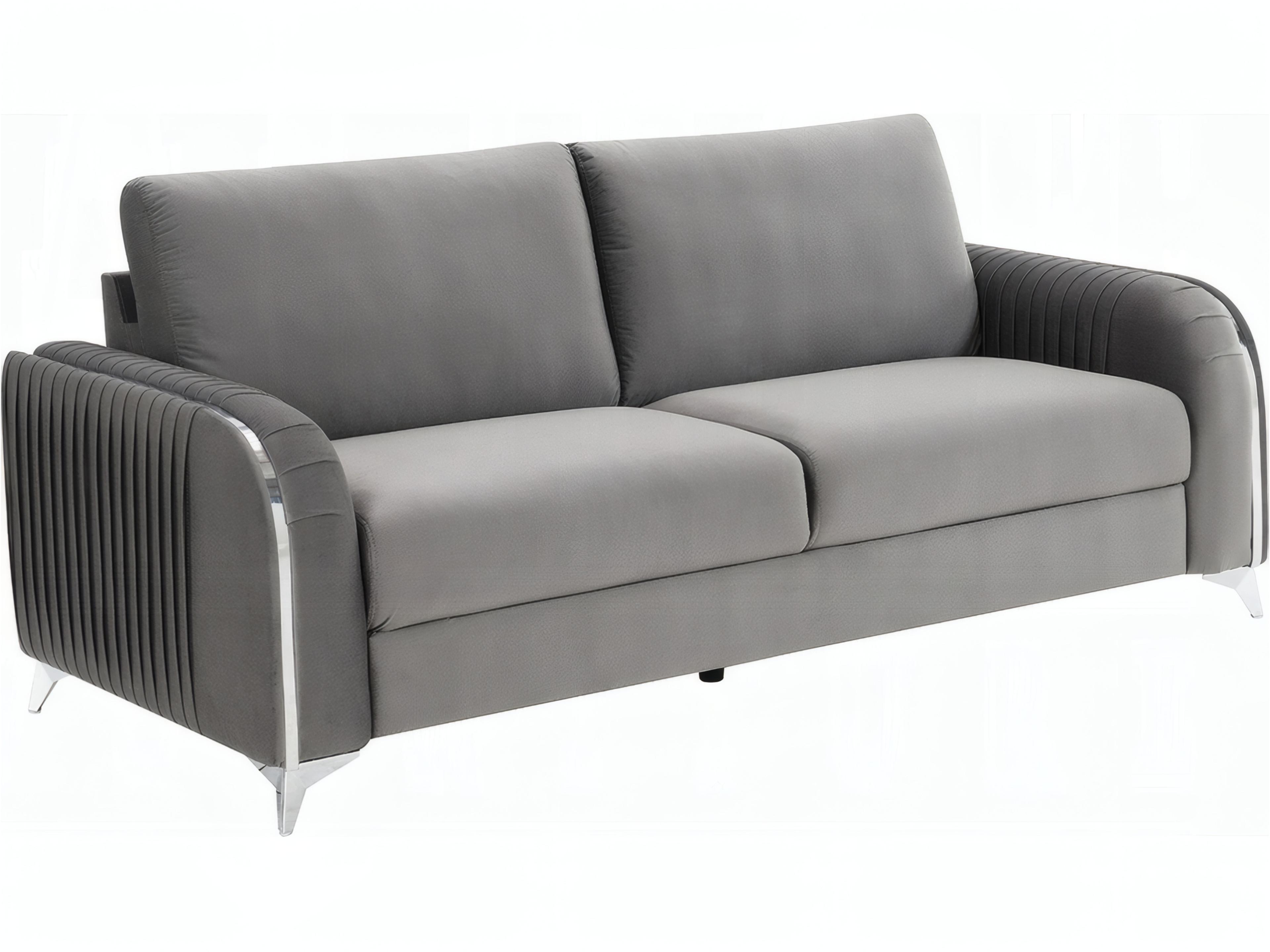 Wenona Gray Velvet Upholstered Sofa