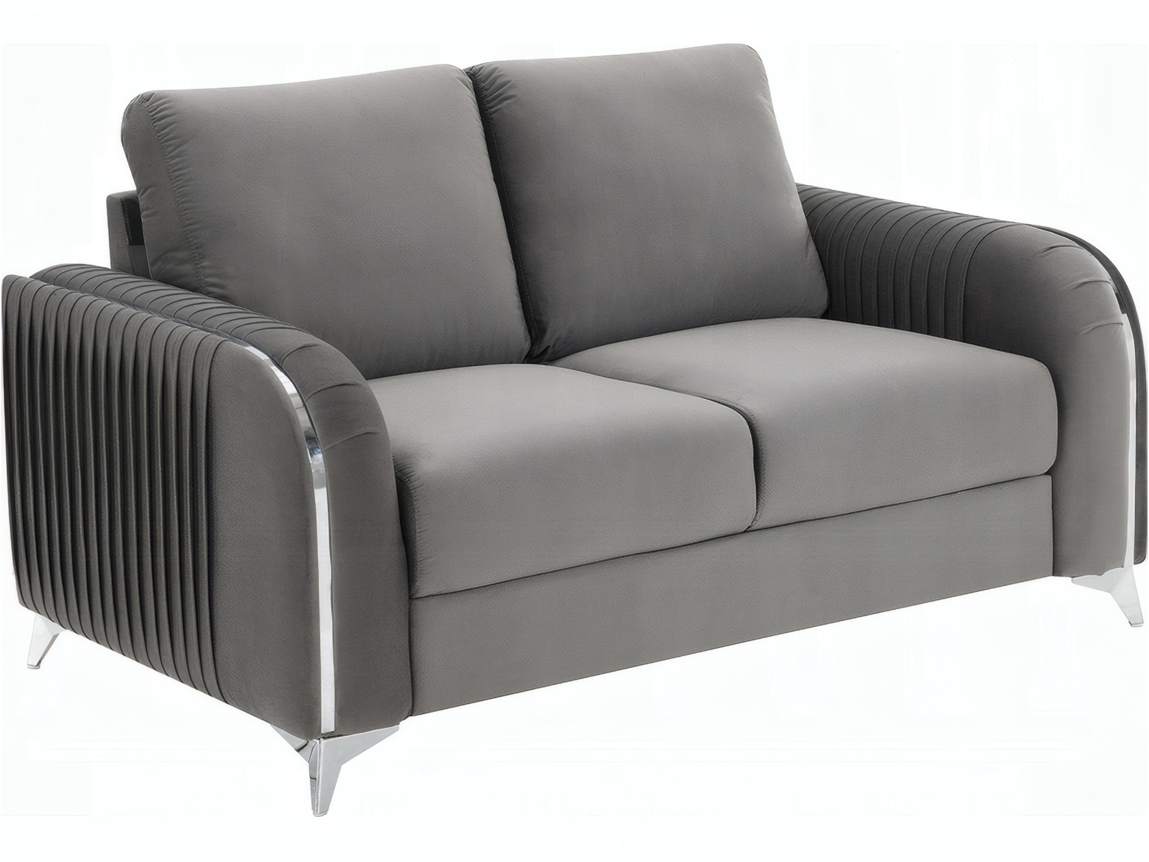 Wenona Gray Velvet Upholstered Loveseat