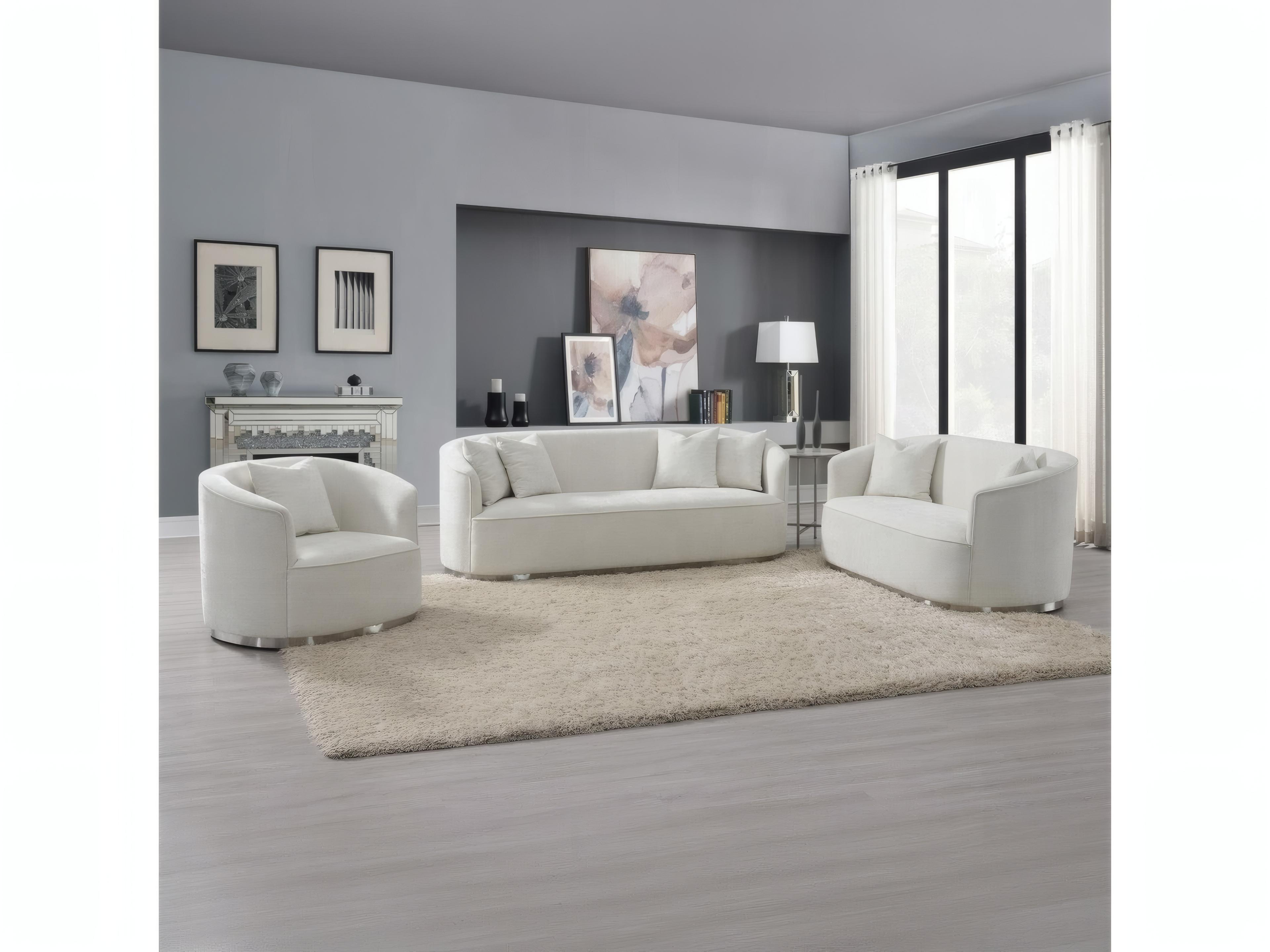 Acme Furniture Odette Beige Chenille Upholstered Loveseat