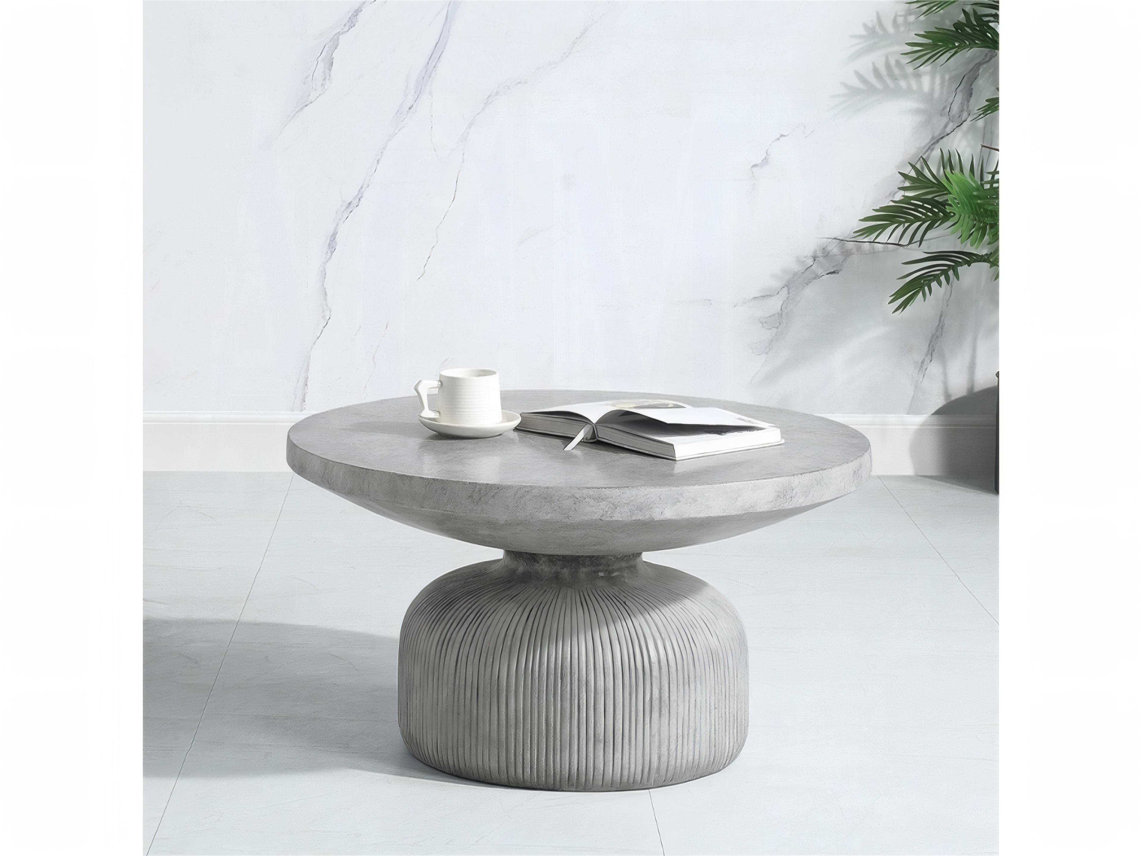 Acme Furniture Laddie Round Cement Weathered Gray Coffee Table