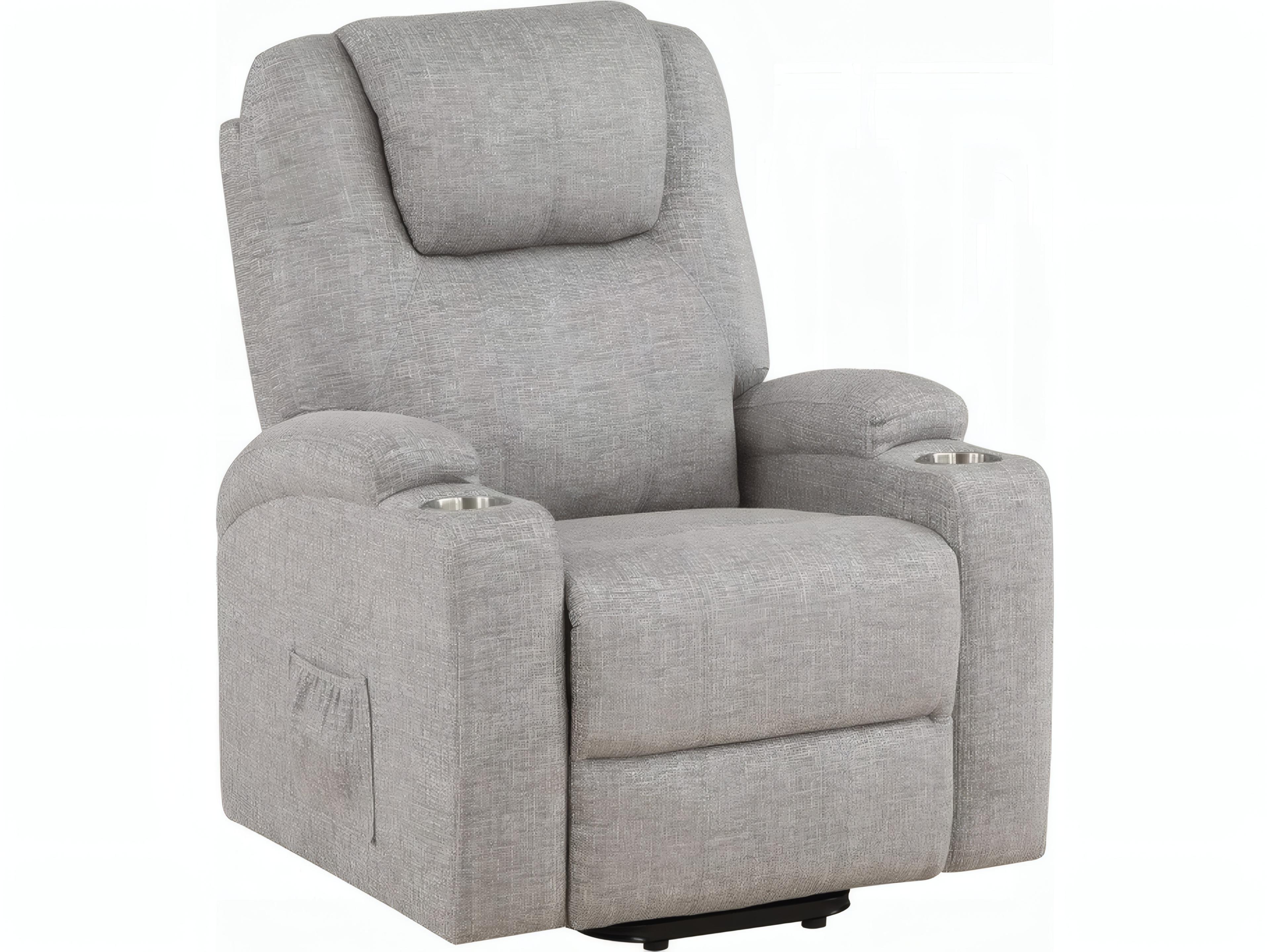 Evander Light Gray Chenille Upholstered Recliner
