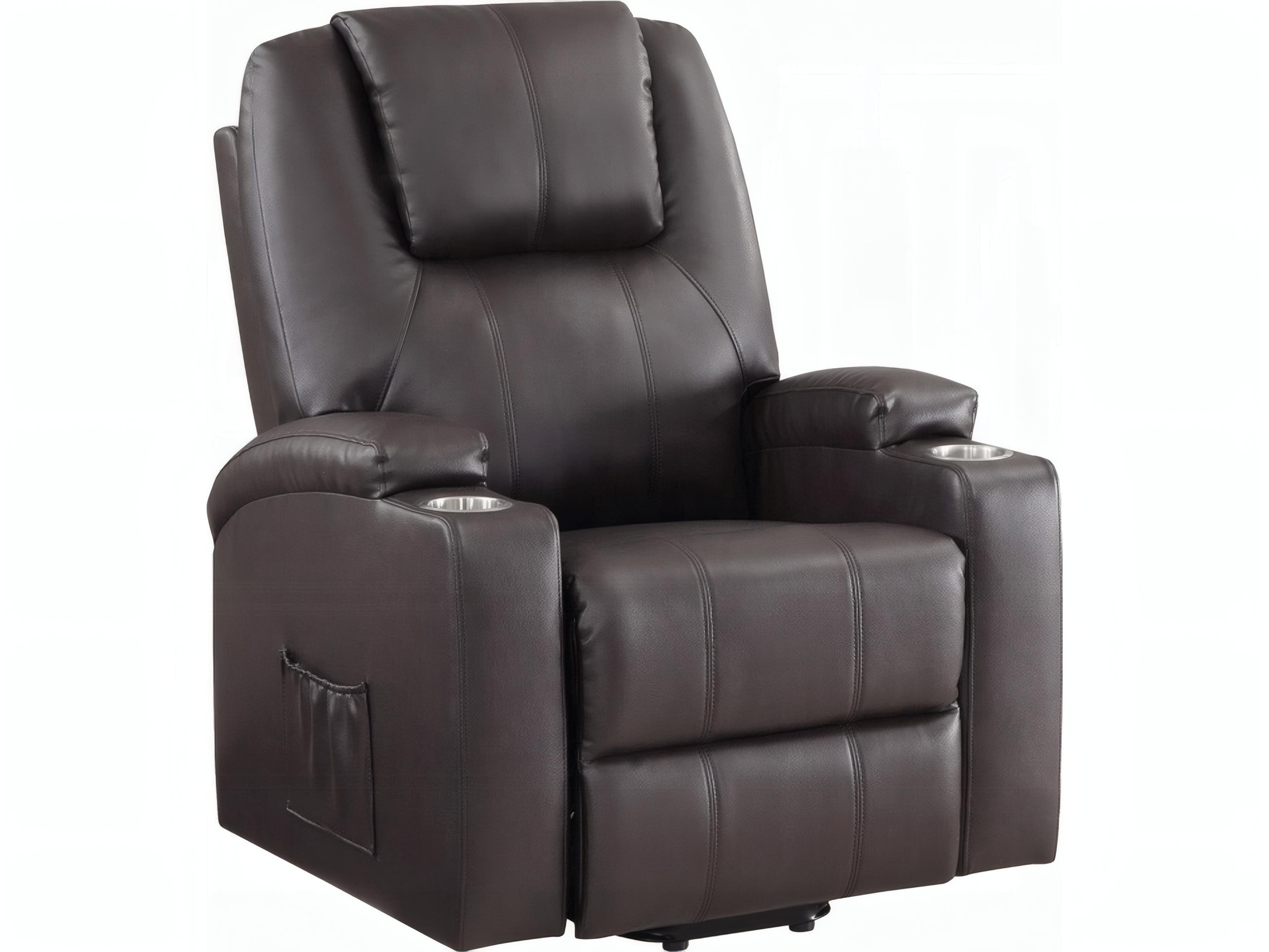 Evander Brown Leather Aire Faux Recliner