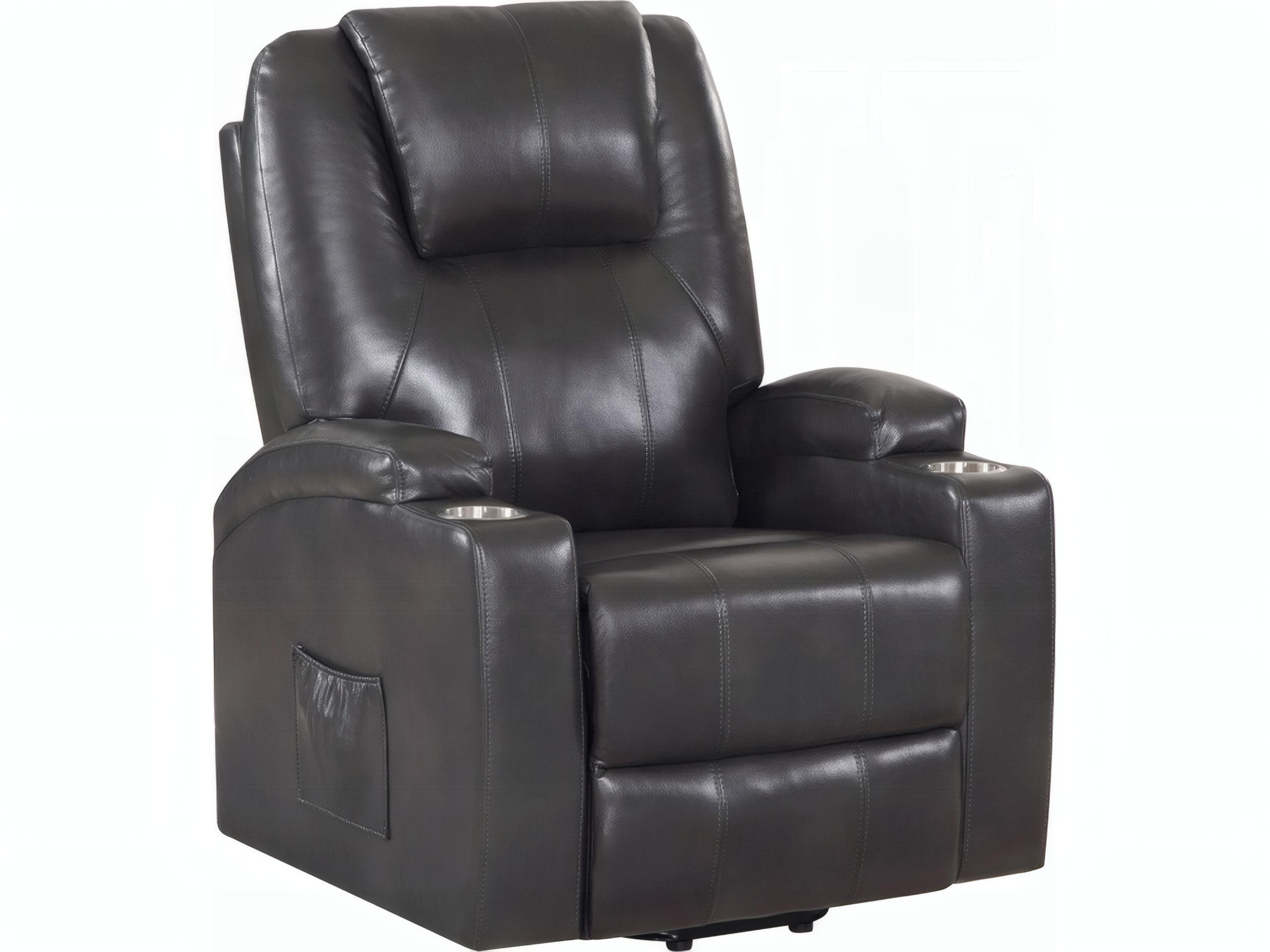 Acme Furniture Evander Gunmetal Leather Aire Gray Faux Recliner