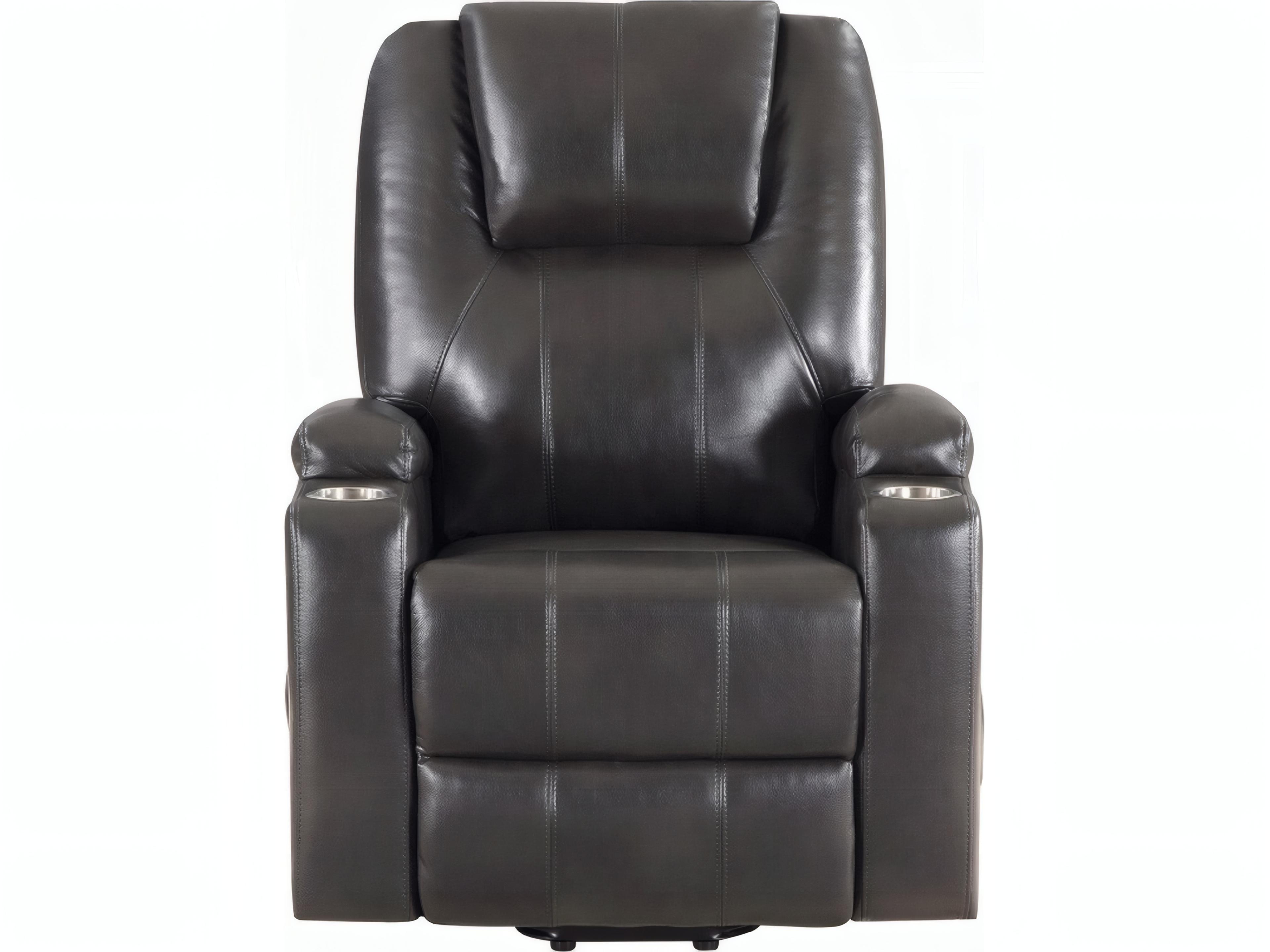 Acme Furniture Evander Gunmetal Leather Aire Gray Faux Recliner