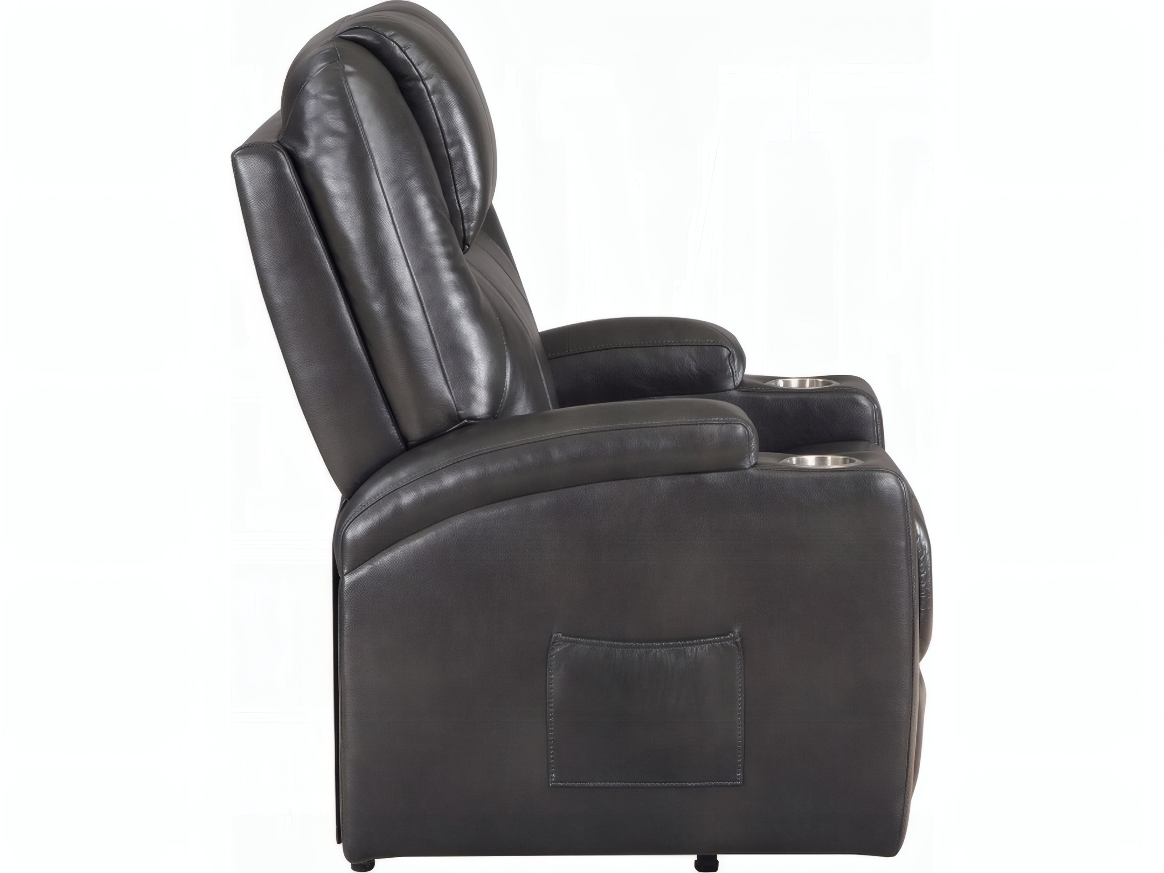 Acme Furniture Evander Gunmetal Leather Aire Gray Faux Recliner