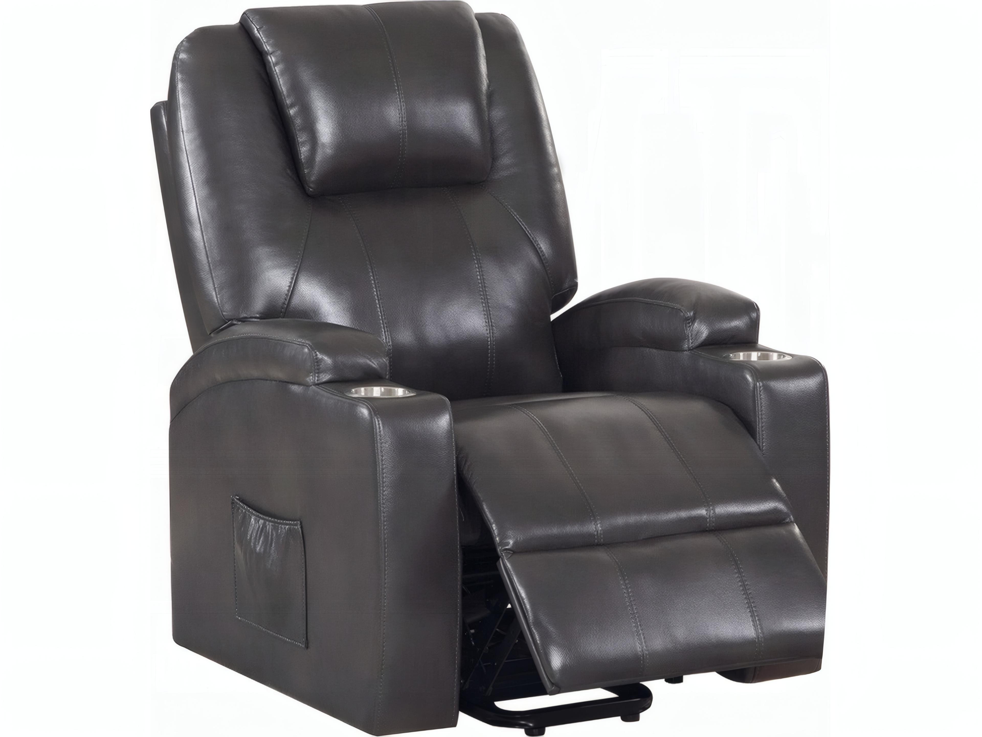 Acme Furniture Evander Gunmetal Leather Aire Gray Faux Recliner