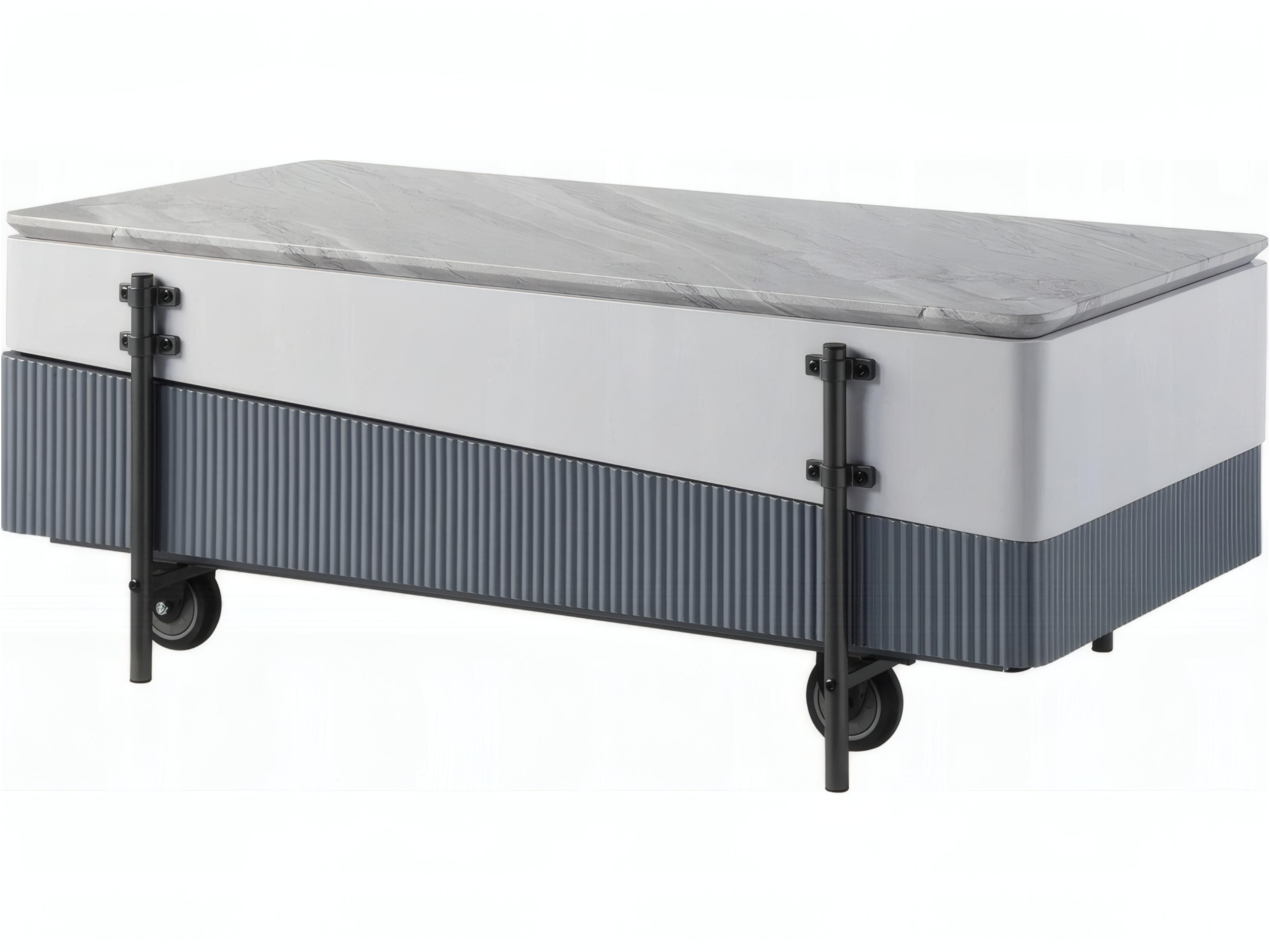 Rectangular Wood White Gray High Gloss Coffee Table