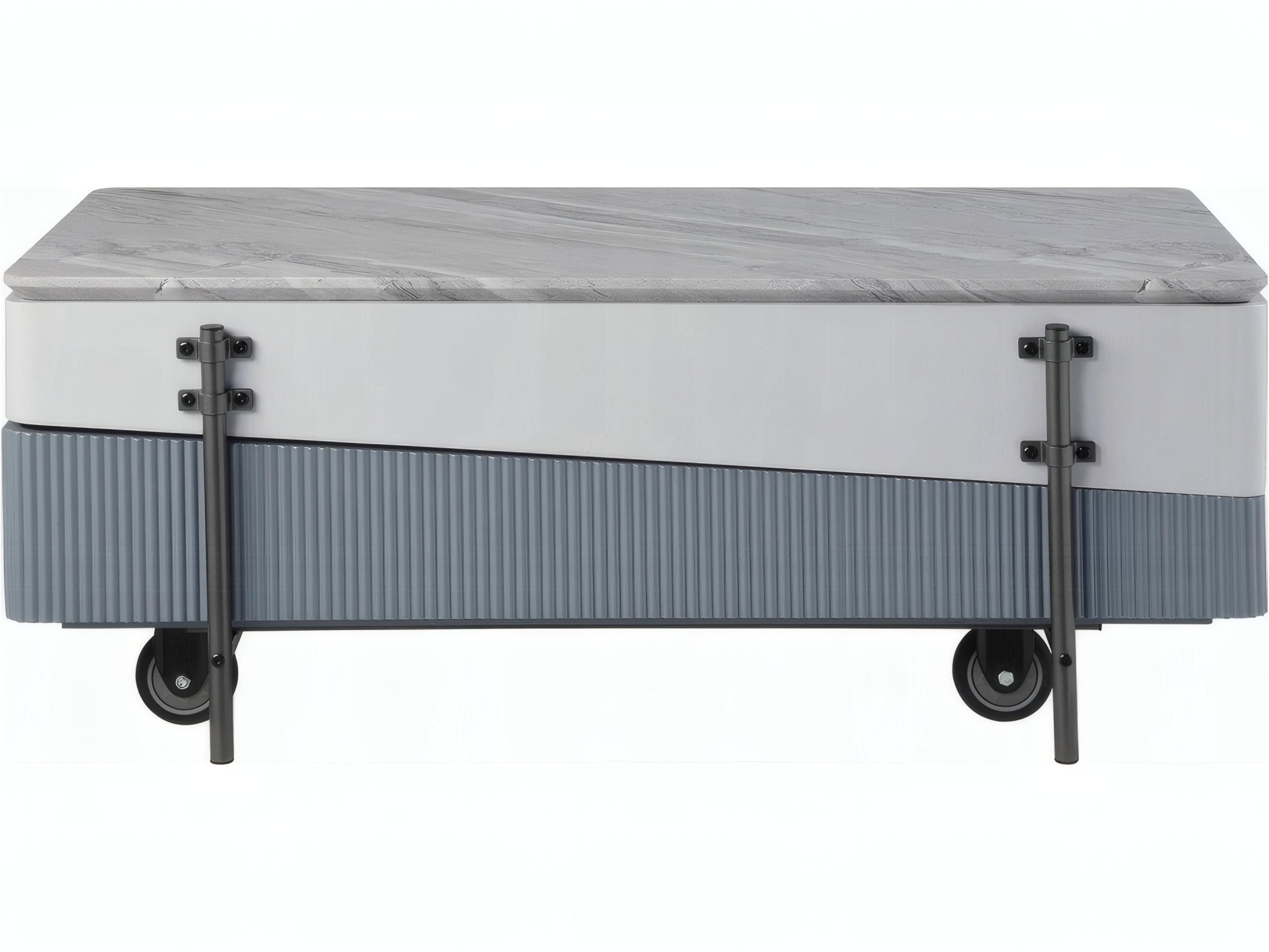 Acme Furniture Rectangular Wood White Gray High Gloss Coffee Table