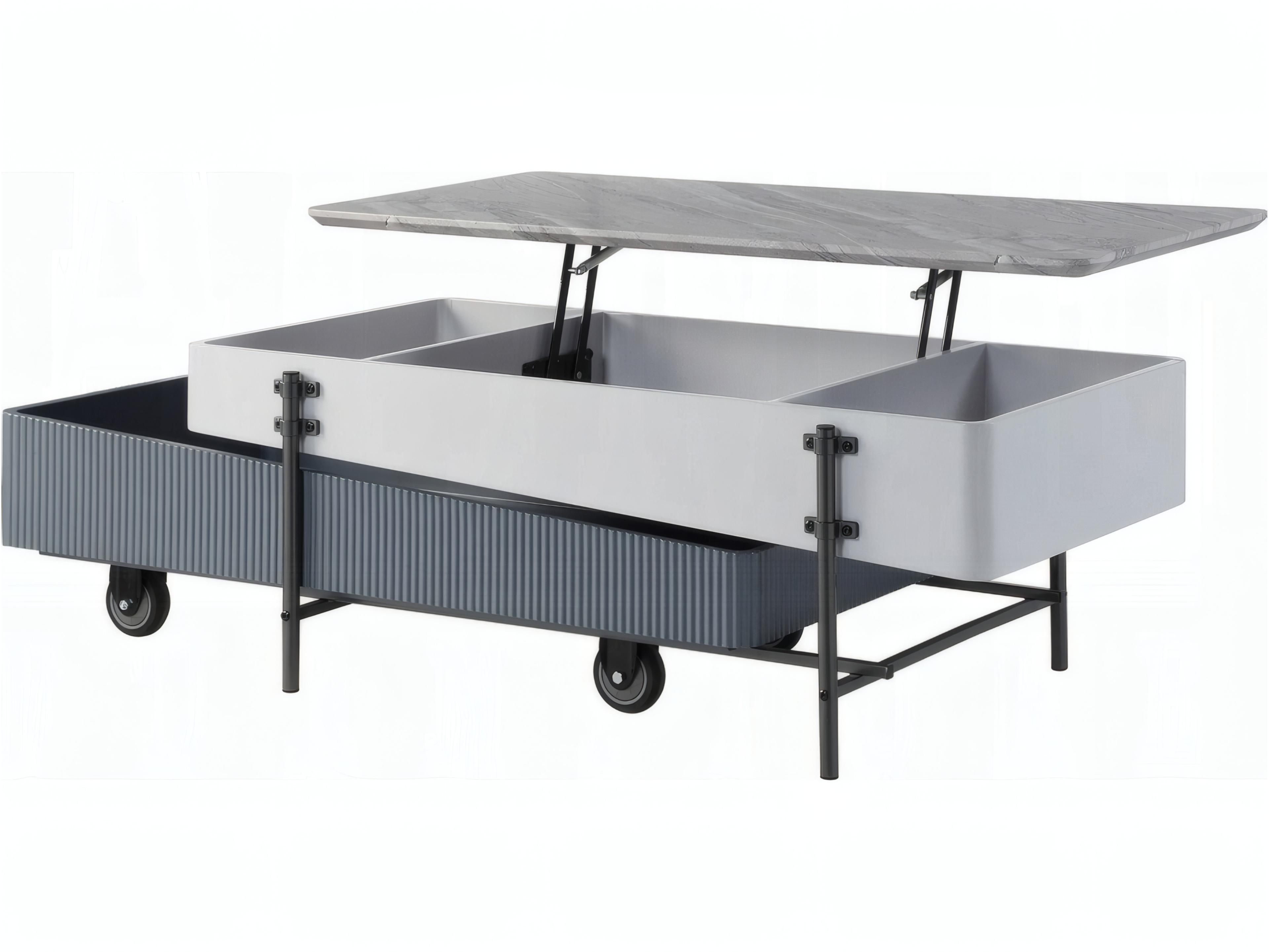 Acme Furniture Rectangular Wood White Gray High Gloss Coffee Table