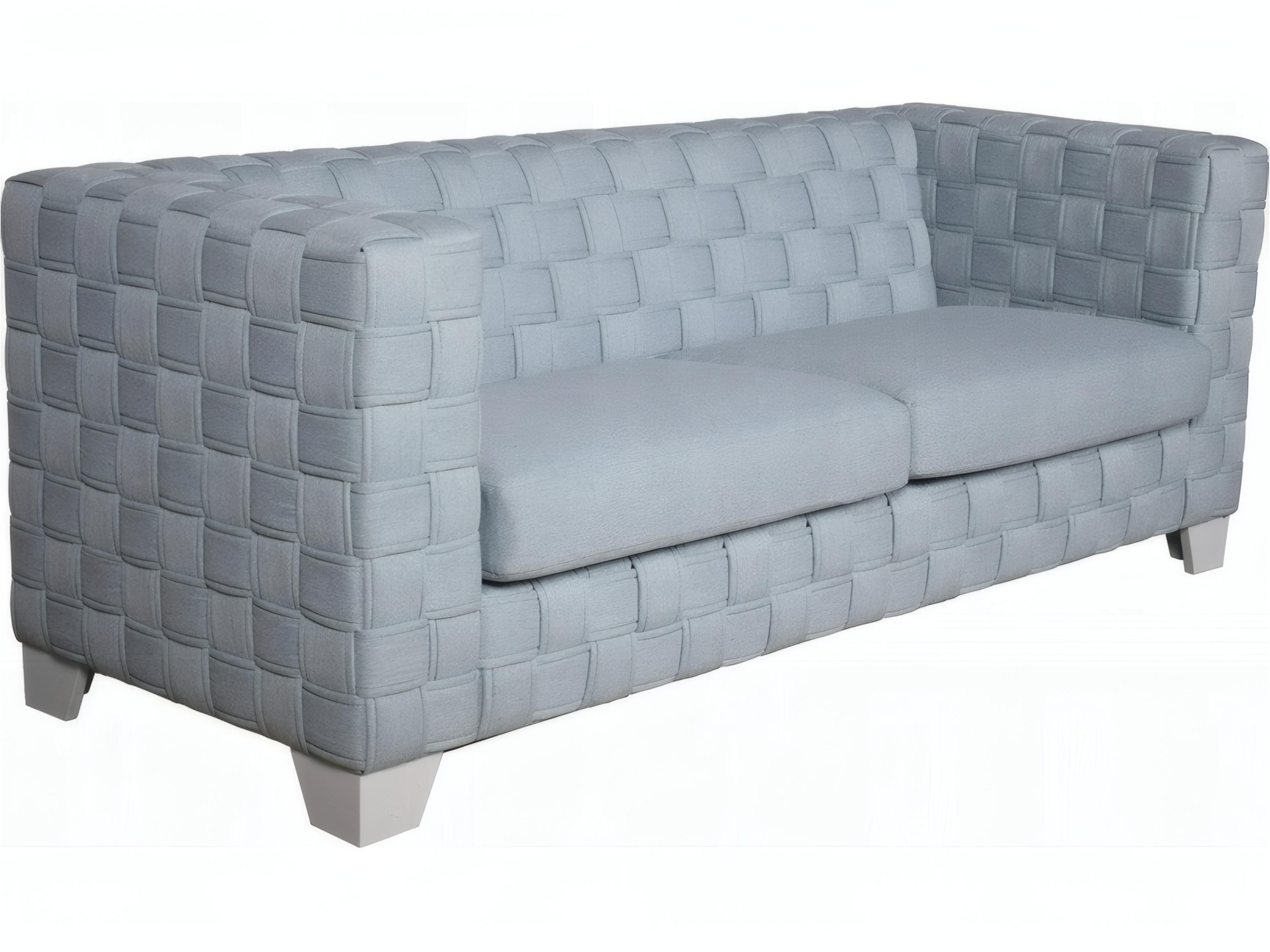 Saree Light Teal Chenille White Blue Upholstered Sofa