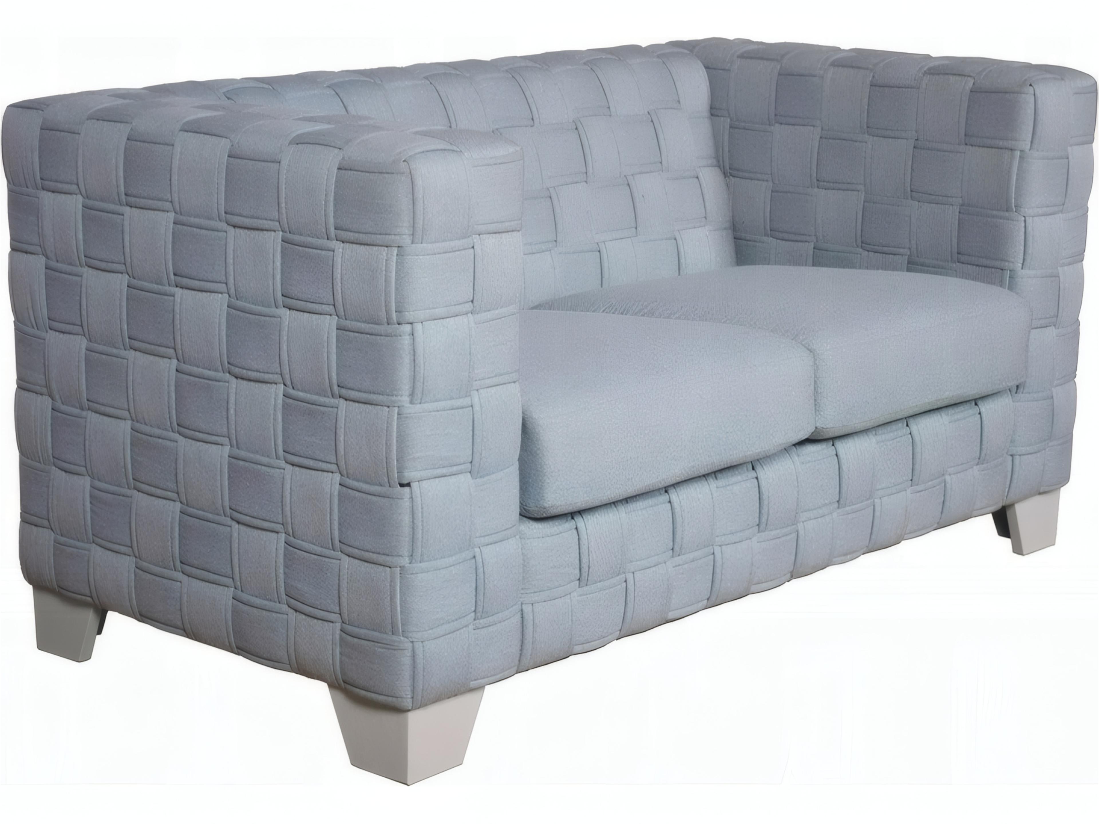 Saree Light Teal Chenille White Blue Upholstered Loveseat