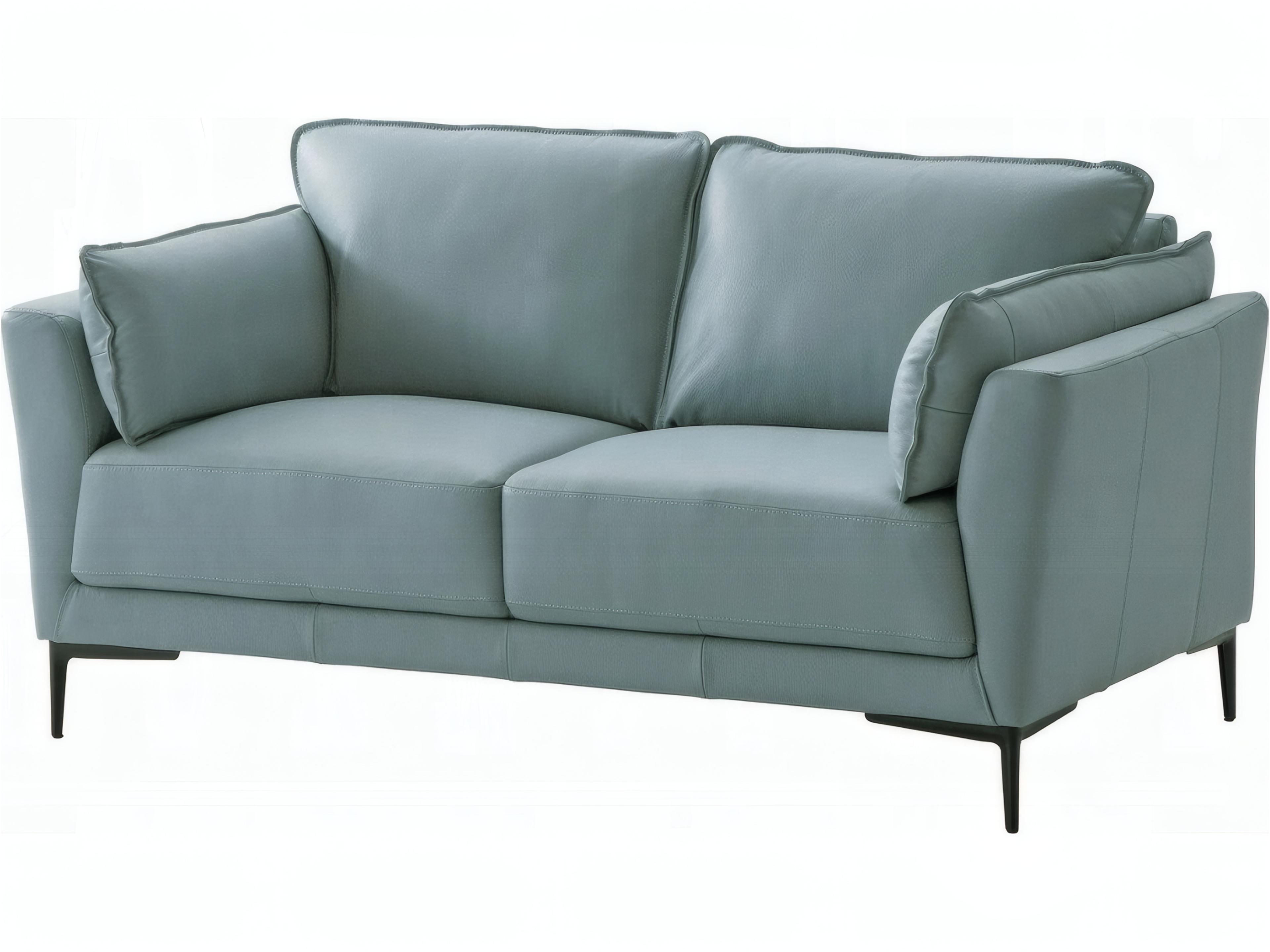 Acme Furniture Sage Green Black Leather Loveseat