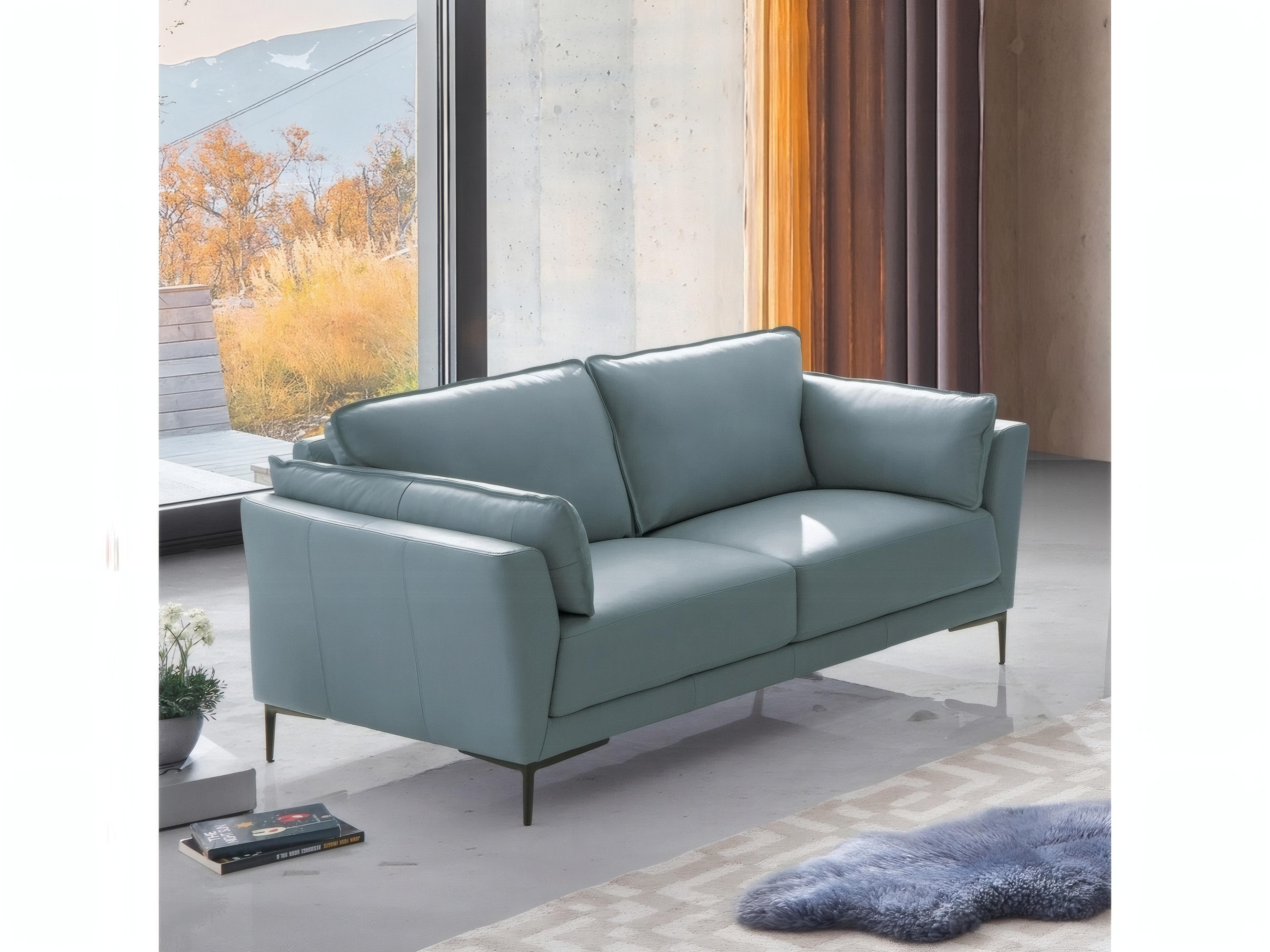 Acme Furniture Sage Green Black Leather Loveseat