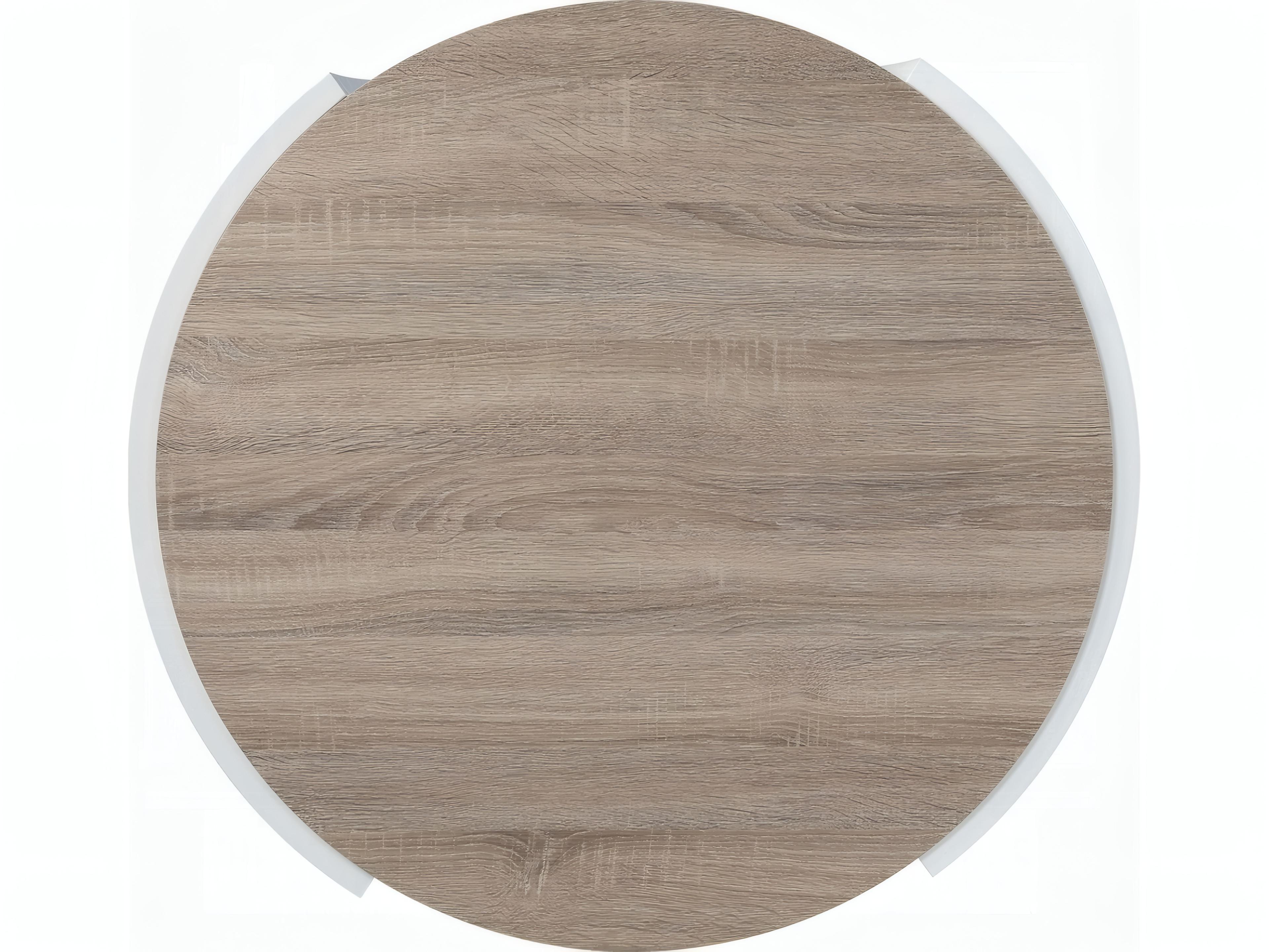 Acme Furniture Zoma Round Wood White High Gloss Oak Coffee Table