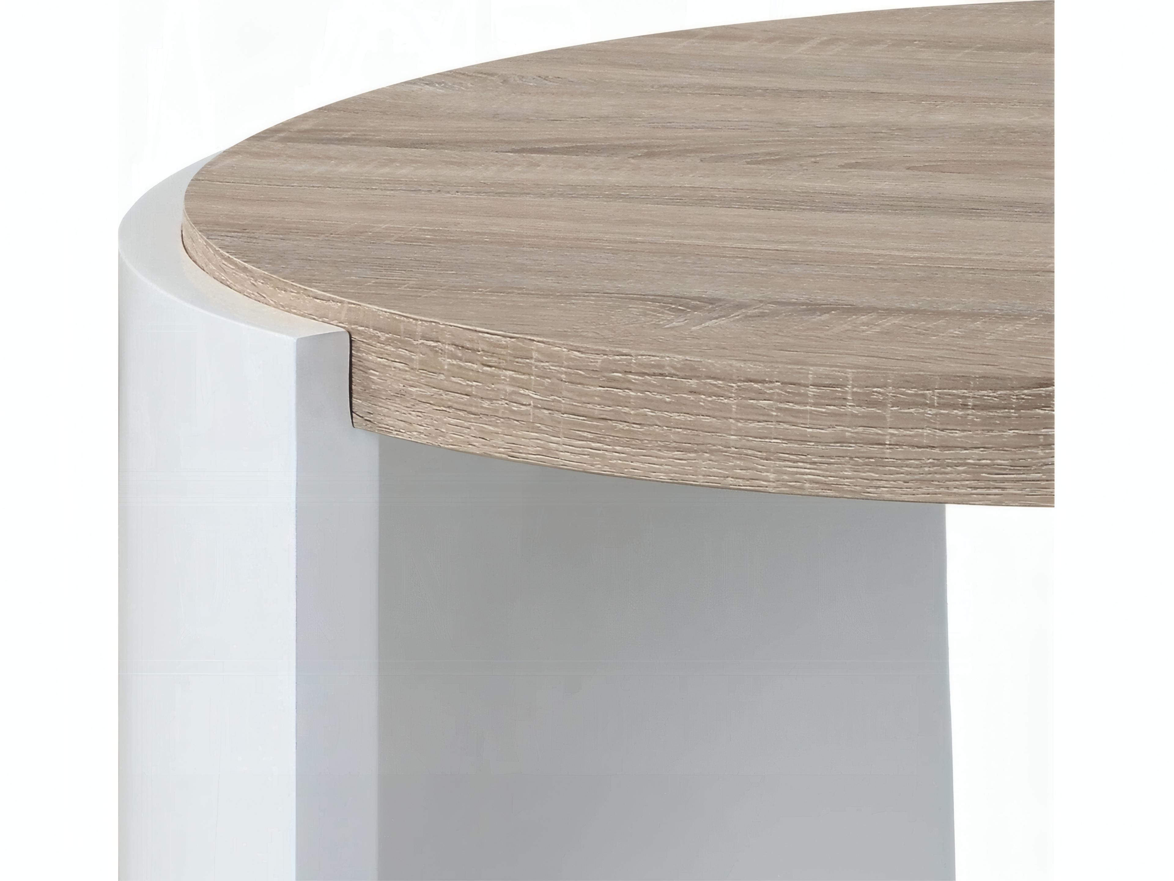Acme Furniture Zoma Round Wood White High Gloss Oak Coffee Table