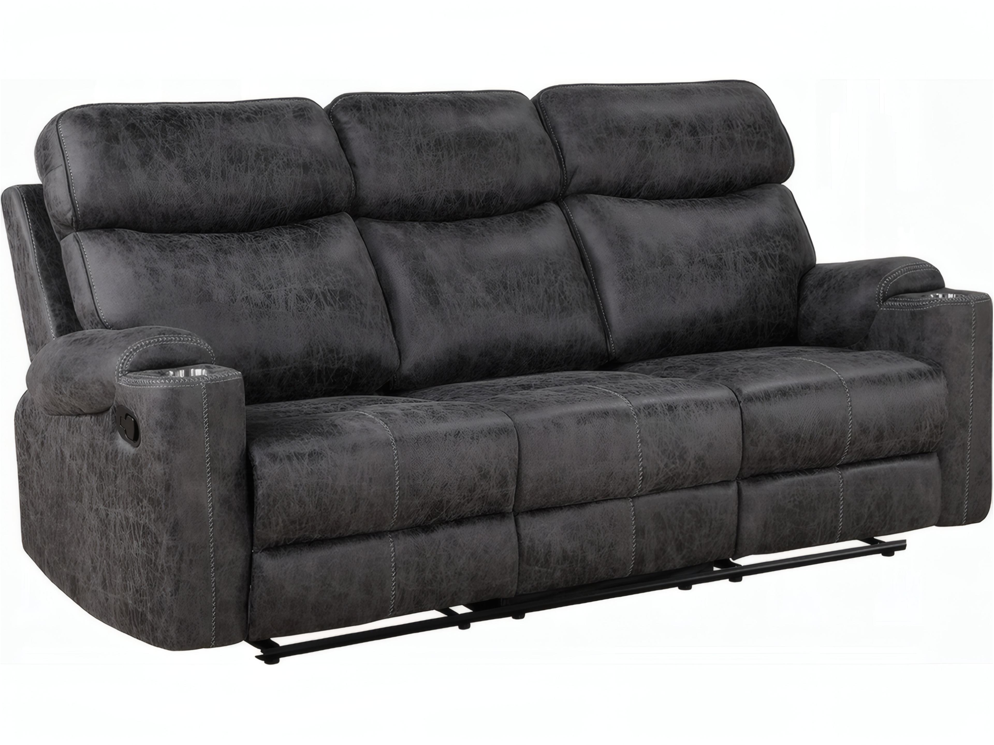 Hirah Dark Gray Polish Microfiber Upholstered Sofa