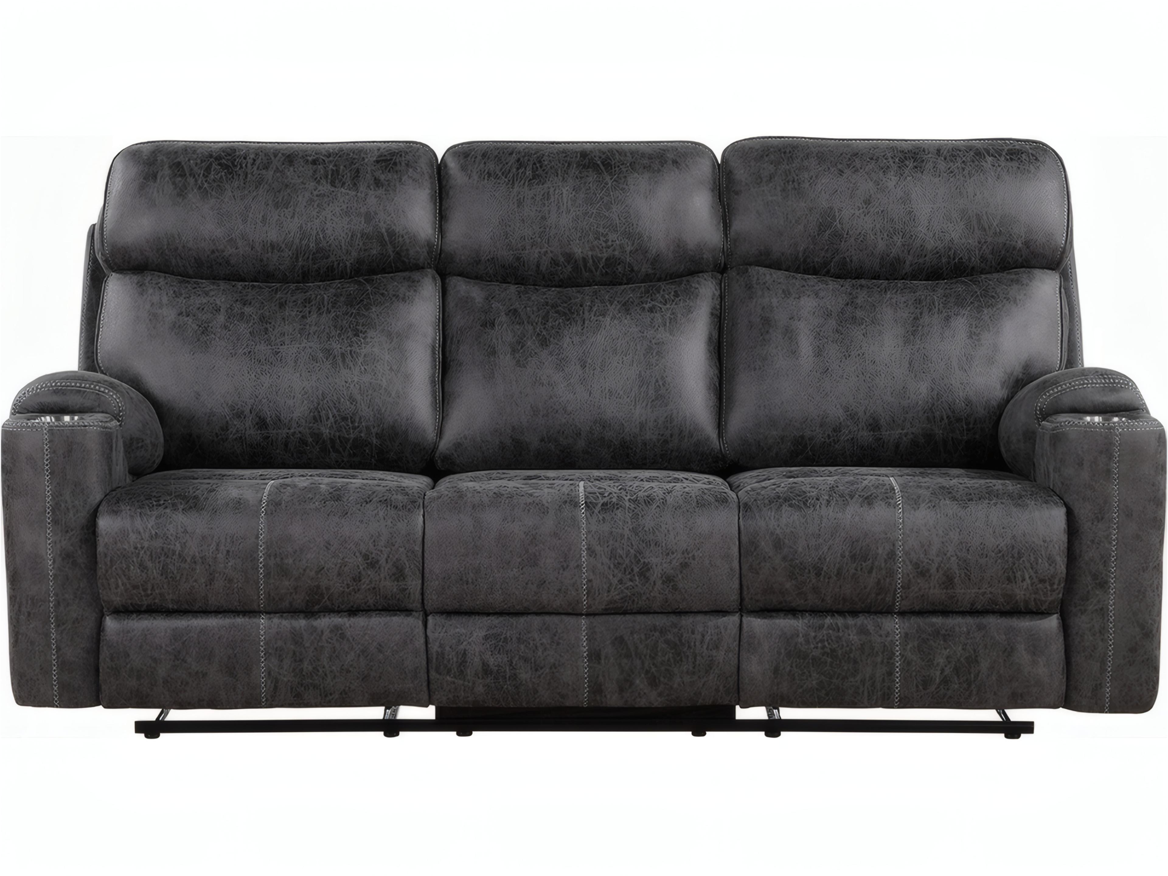 Acme Furniture Hirah Dark Gray Polish Microfiber Upholstered Sofa