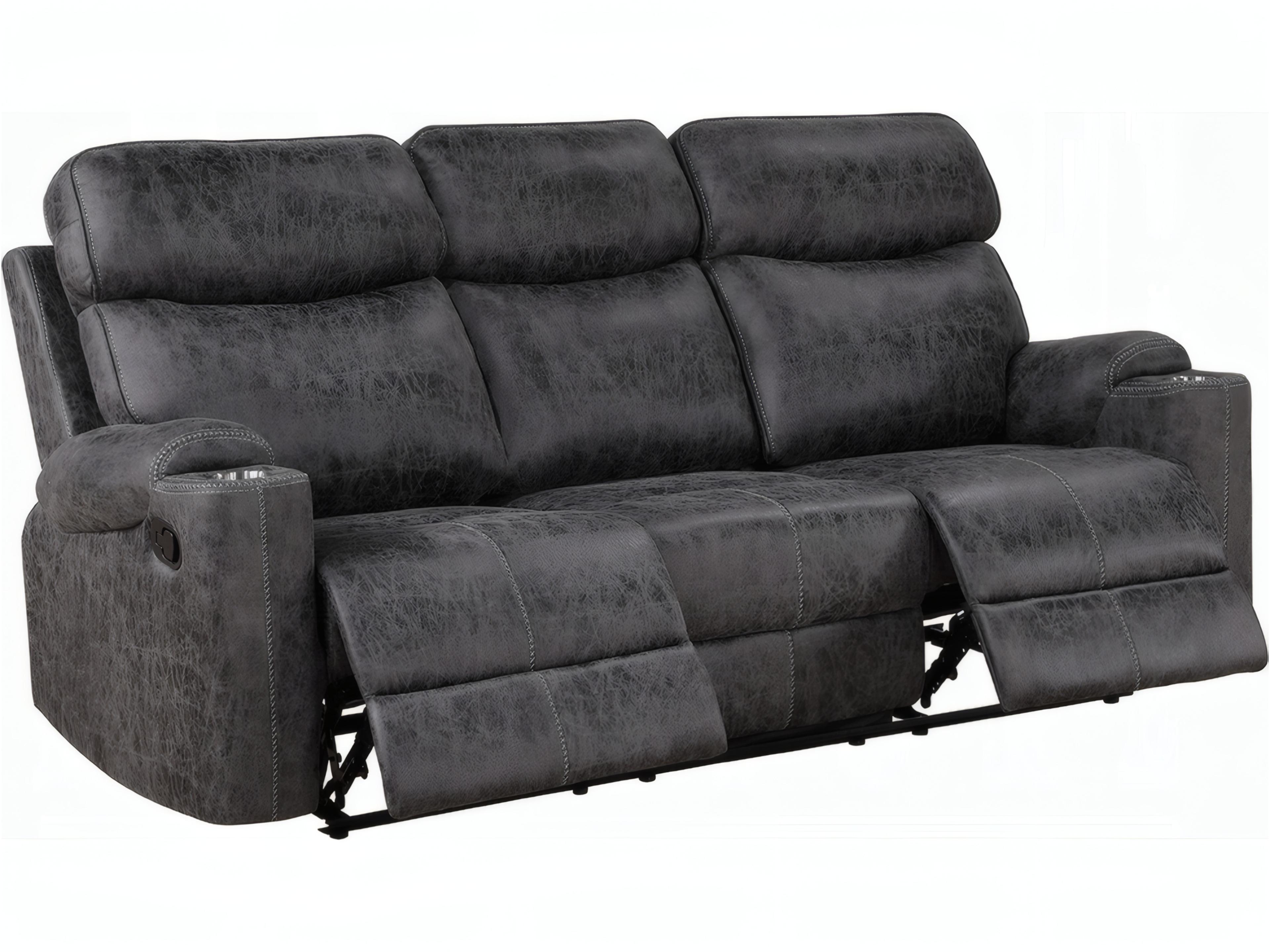 Acme Furniture Hirah Dark Gray Polish Microfiber Upholstered Sofa