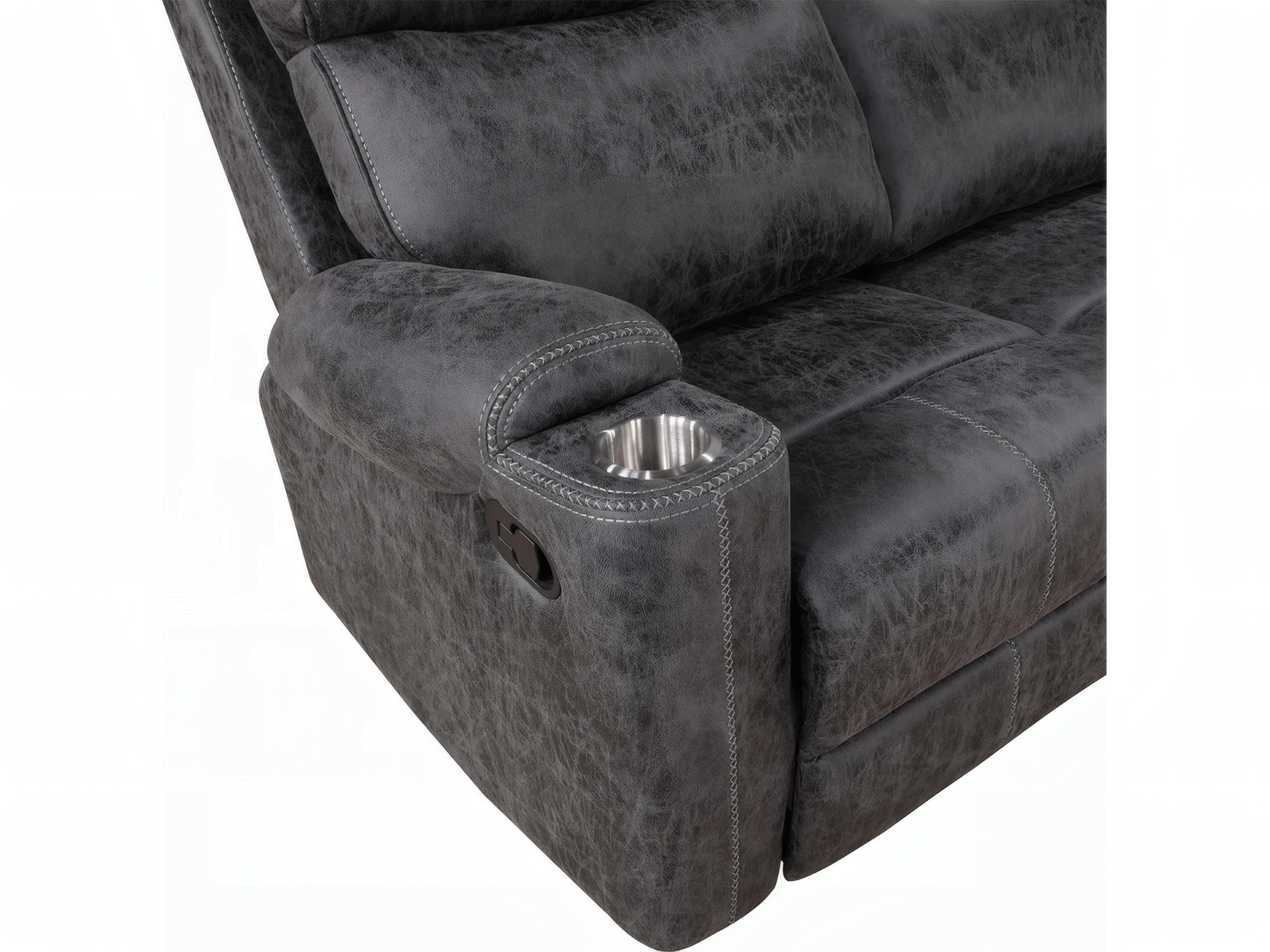 Acme Furniture Hirah Dark Gray Polish Microfiber Upholstered Sofa