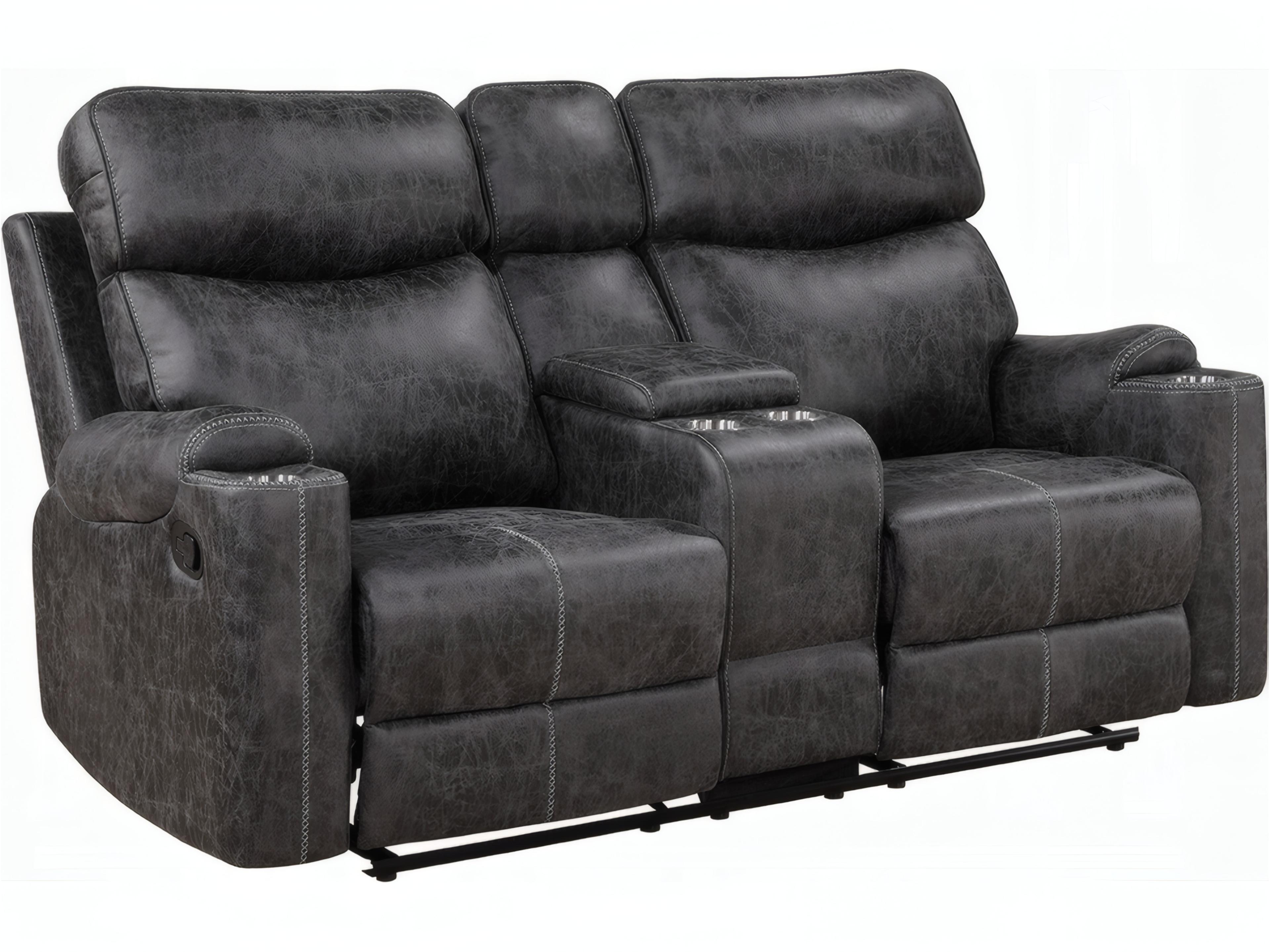 Acme Furniture Hirah Dark Gray Polish Microfiber Upholstered Loveseat