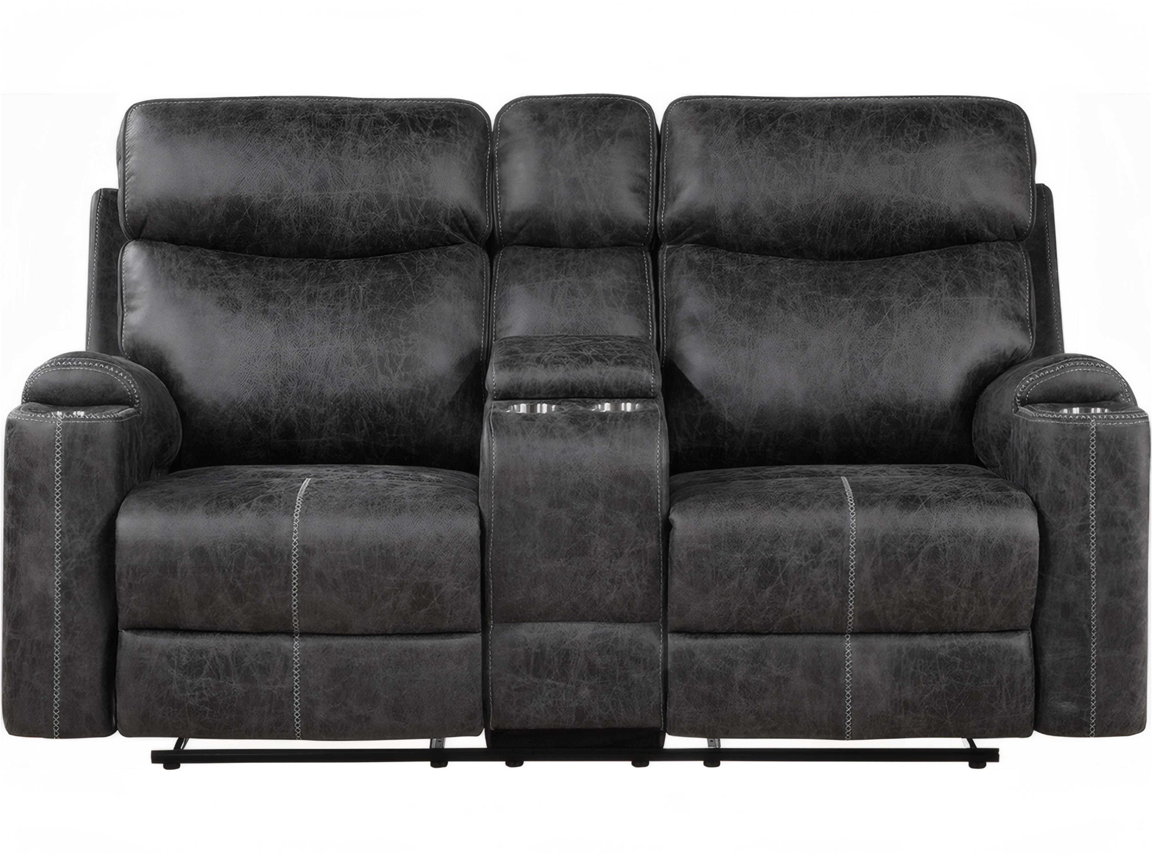 Acme Furniture Hirah Dark Gray Polish Microfiber Upholstered Loveseat