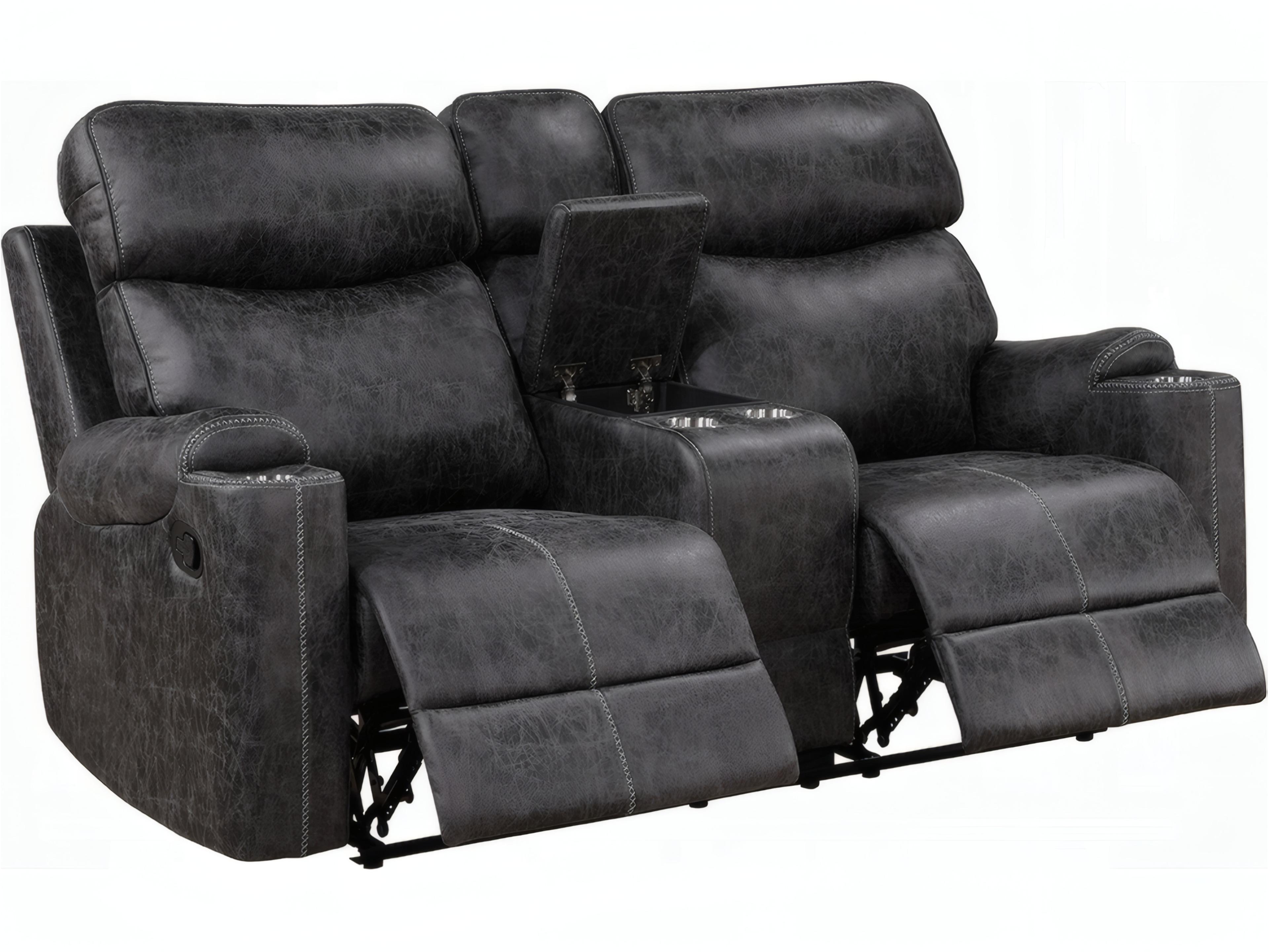 Acme Furniture Hirah Dark Gray Polish Microfiber Upholstered Loveseat