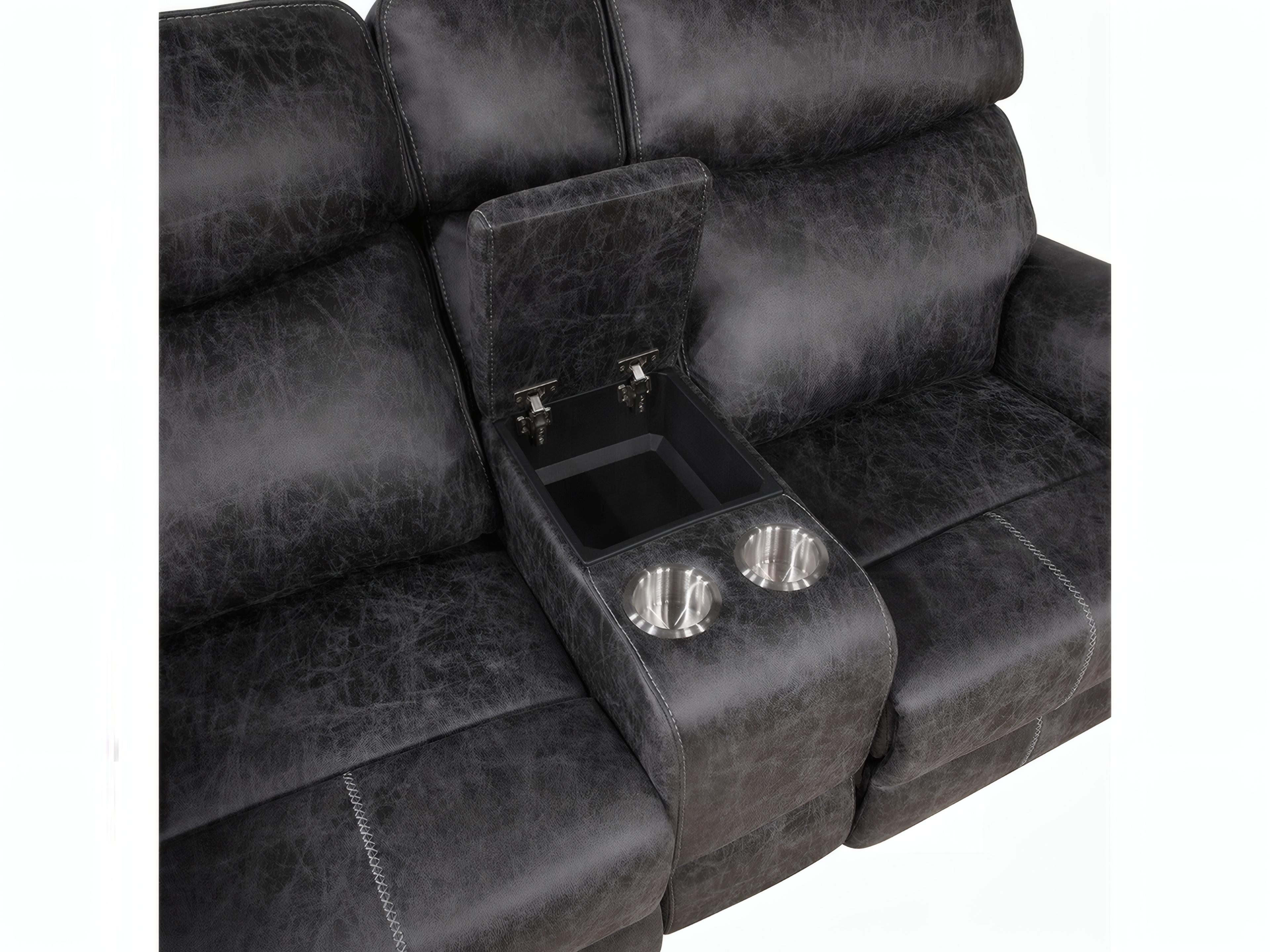 Acme Furniture Hirah Dark Gray Polish Microfiber Upholstered Loveseat