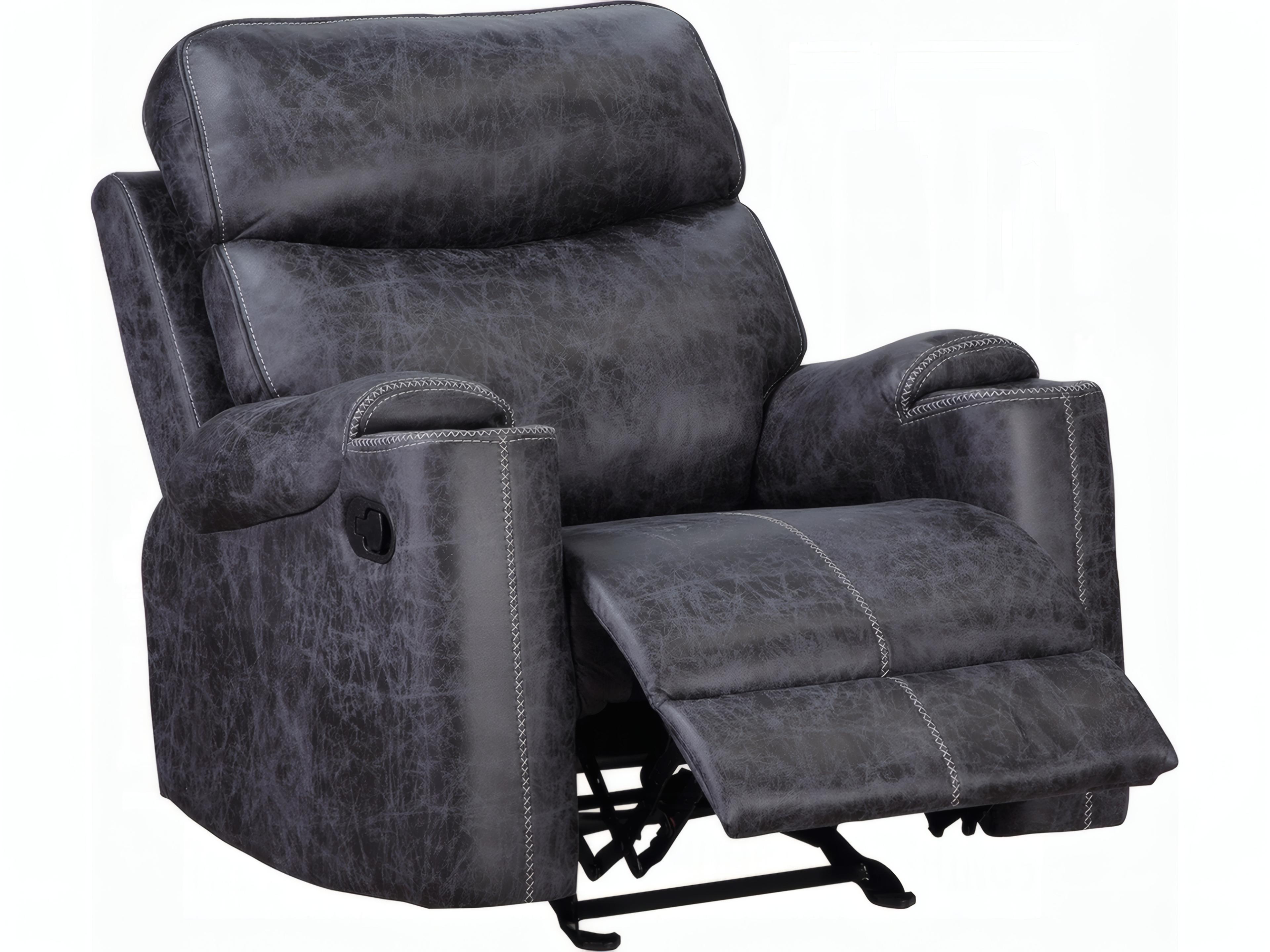 Acme Furniture Hirah Dark Gray Polish Microfiber Upholstered Recliner
