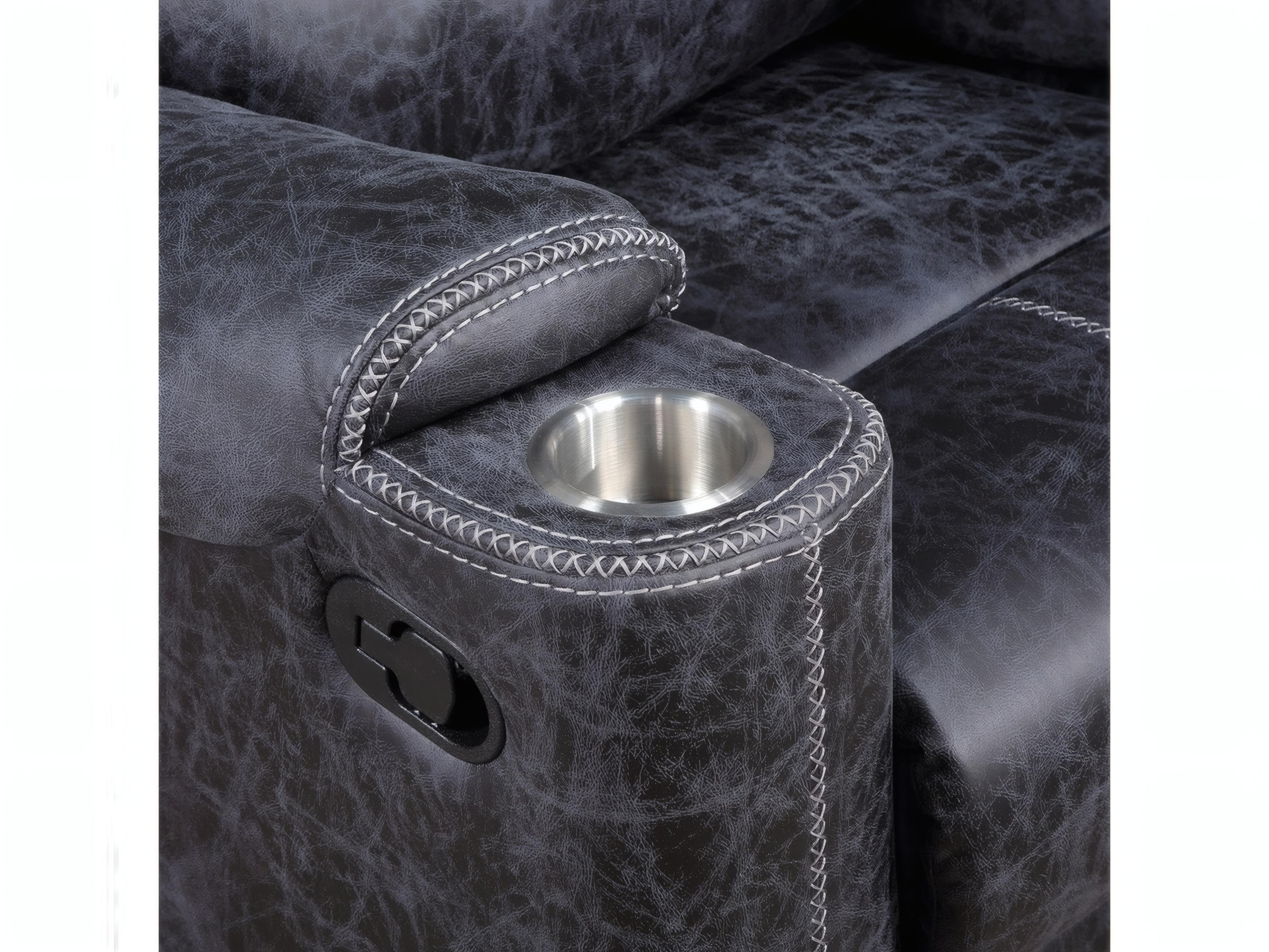 Acme Furniture Hirah Dark Gray Polish Microfiber Upholstered Recliner