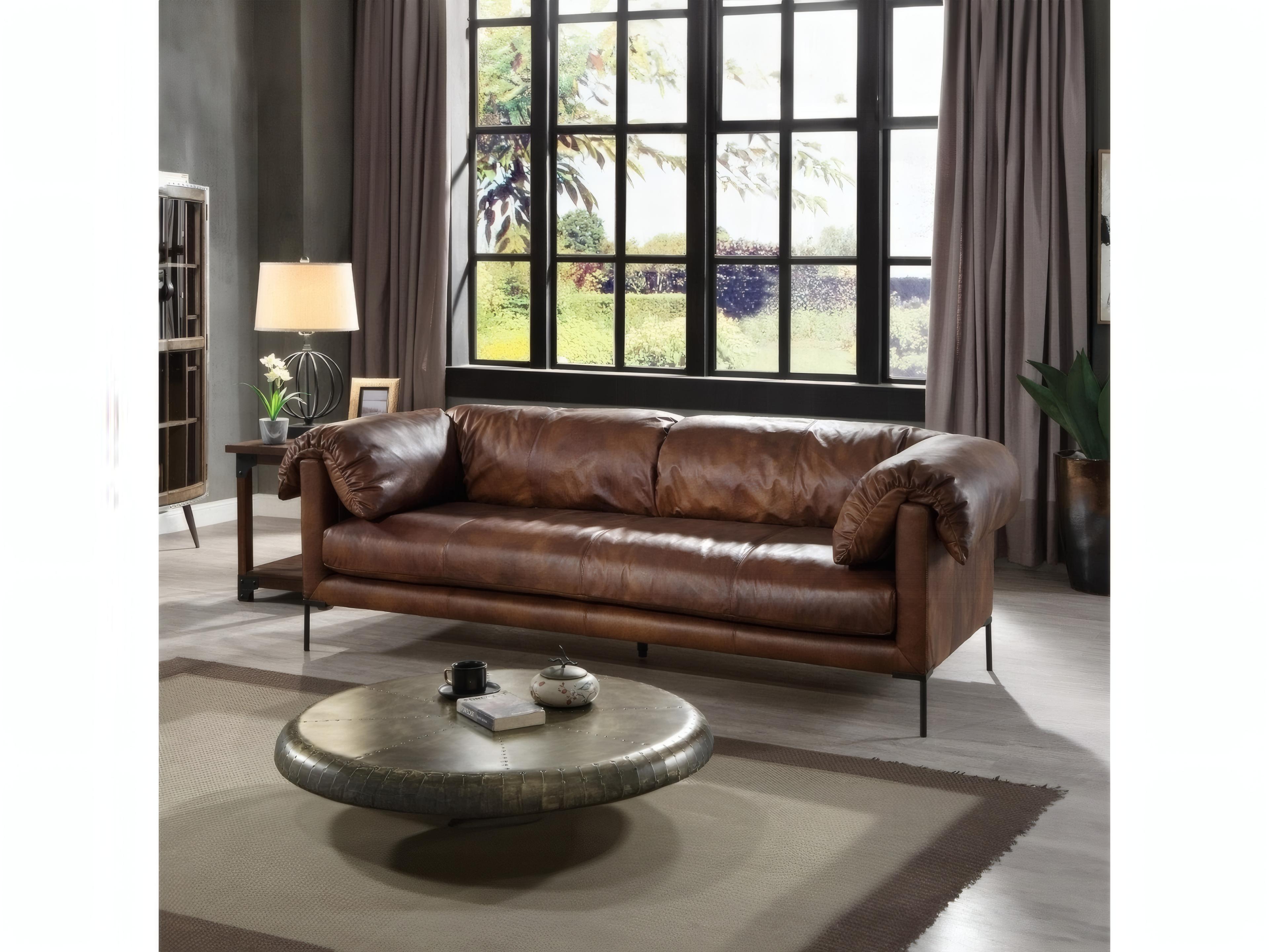 Acme Furniture Mocha Brown Leather Sofa