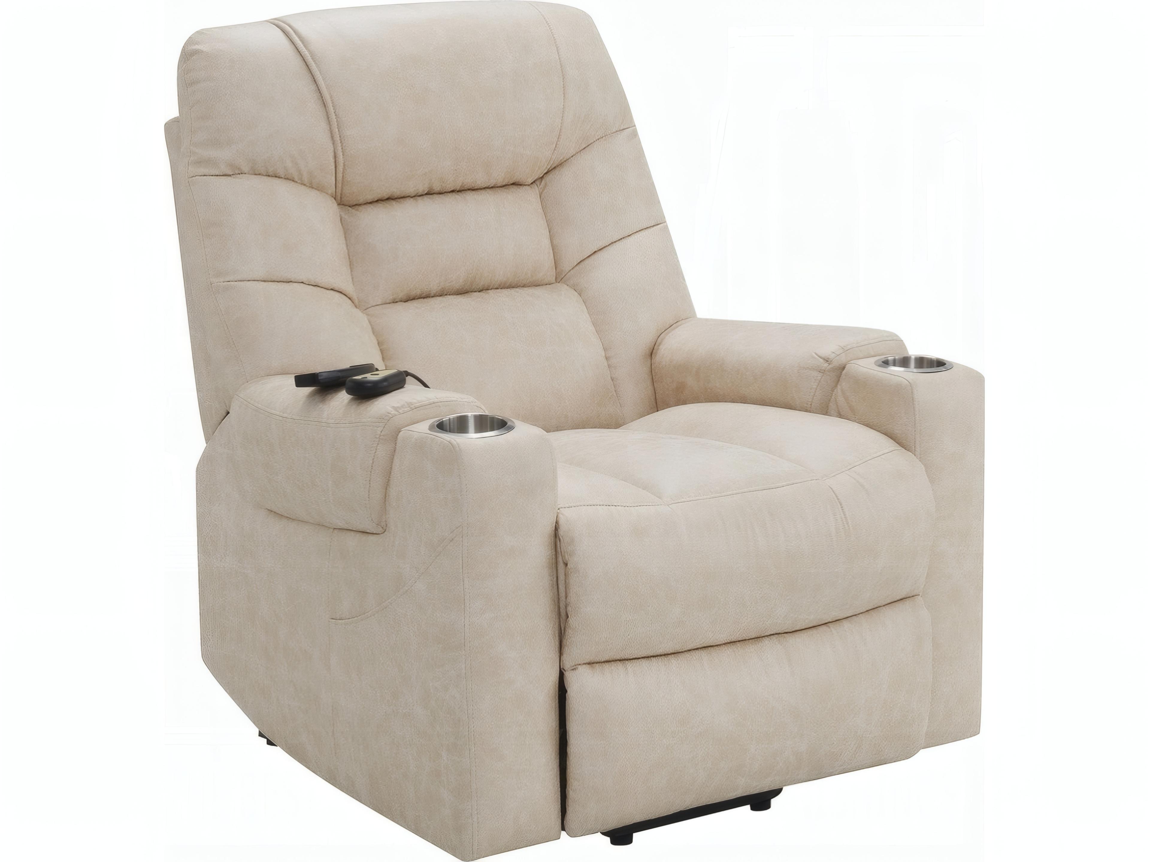 Ivory Polished Microfiber Cream Upholstered Recliner