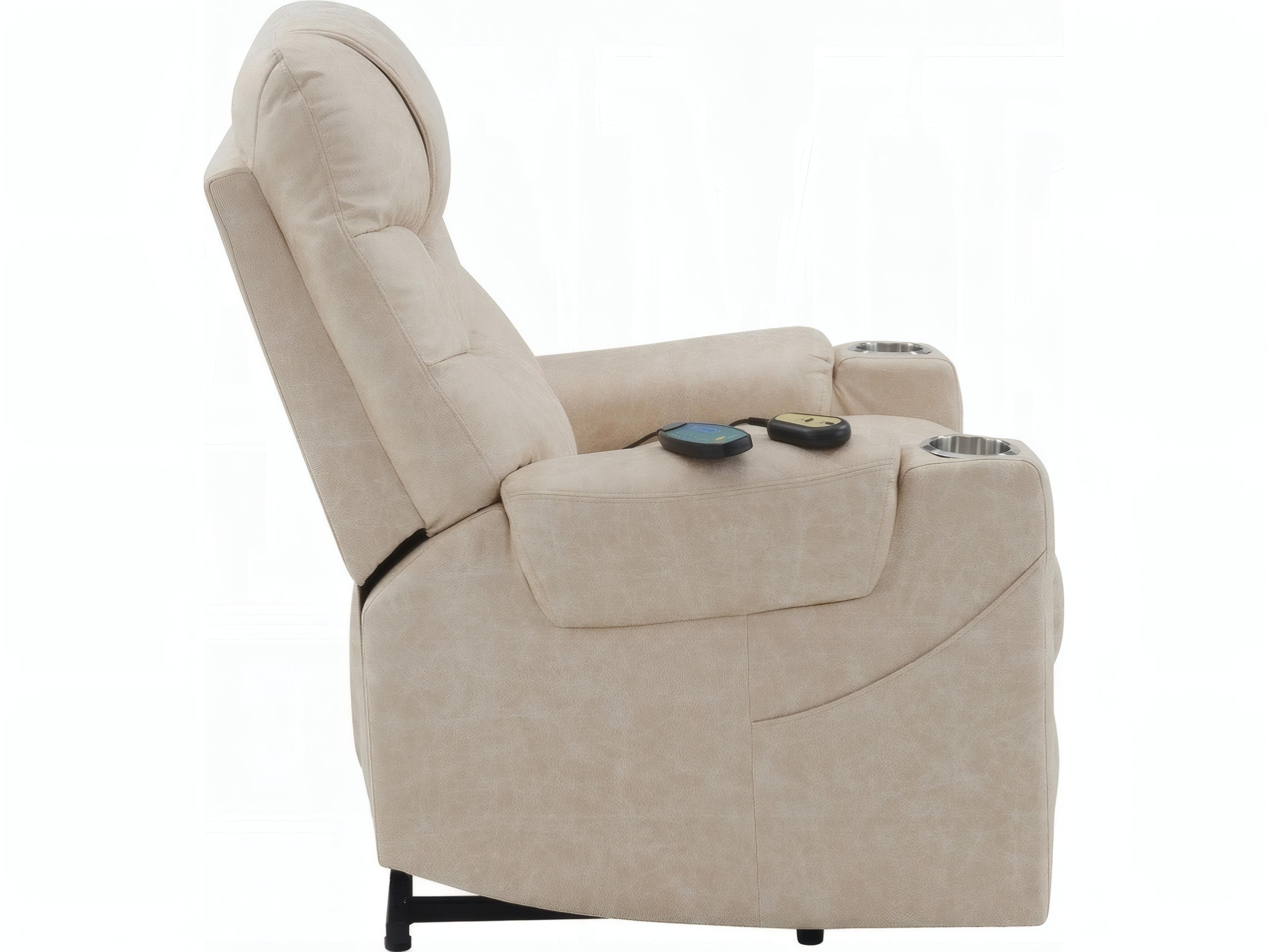 Acme Furniture Ivory Polished Microfiber Cream Upholstered Recliner