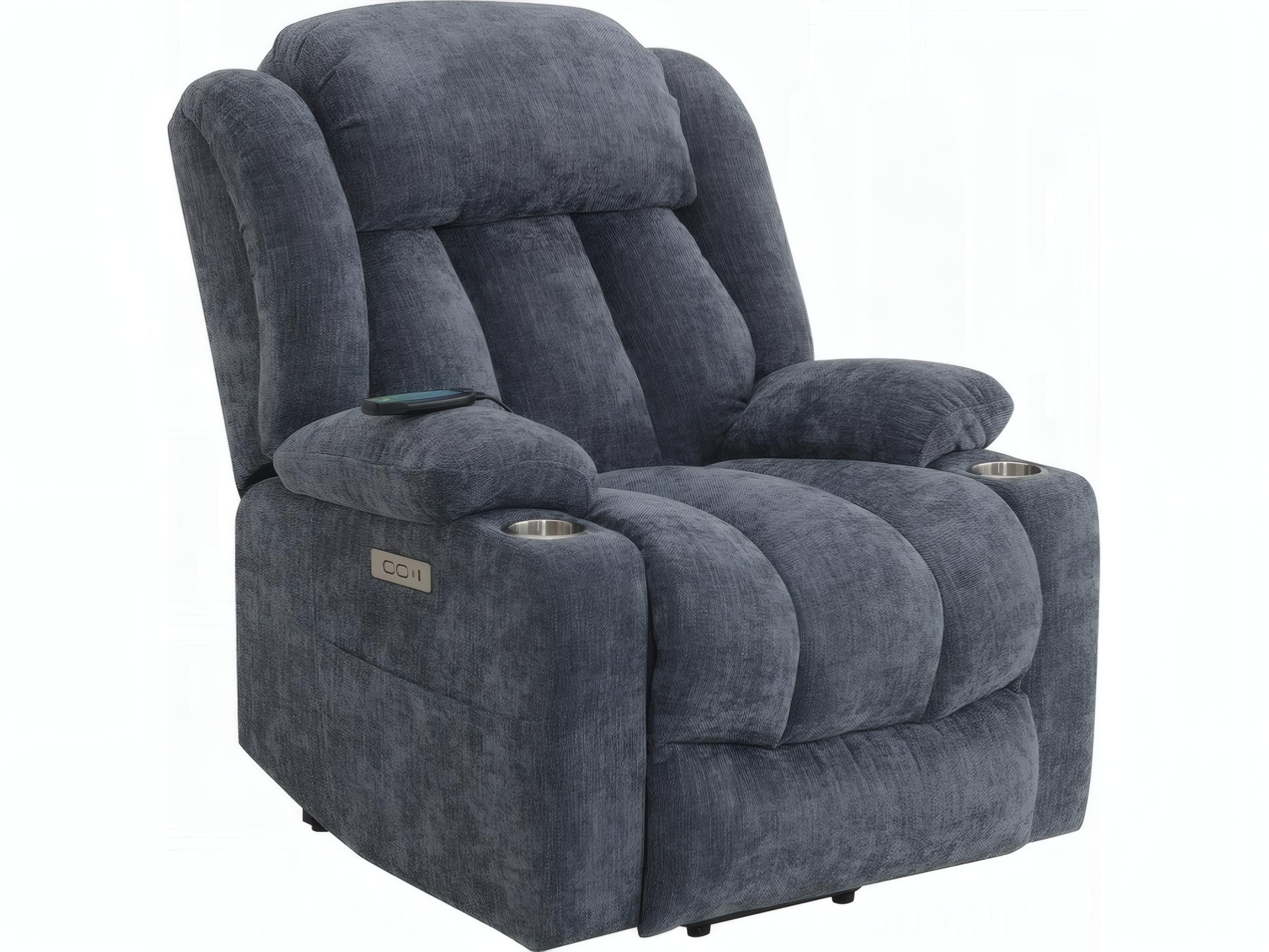 Omarion Blue Chenille Upholstered Recliner