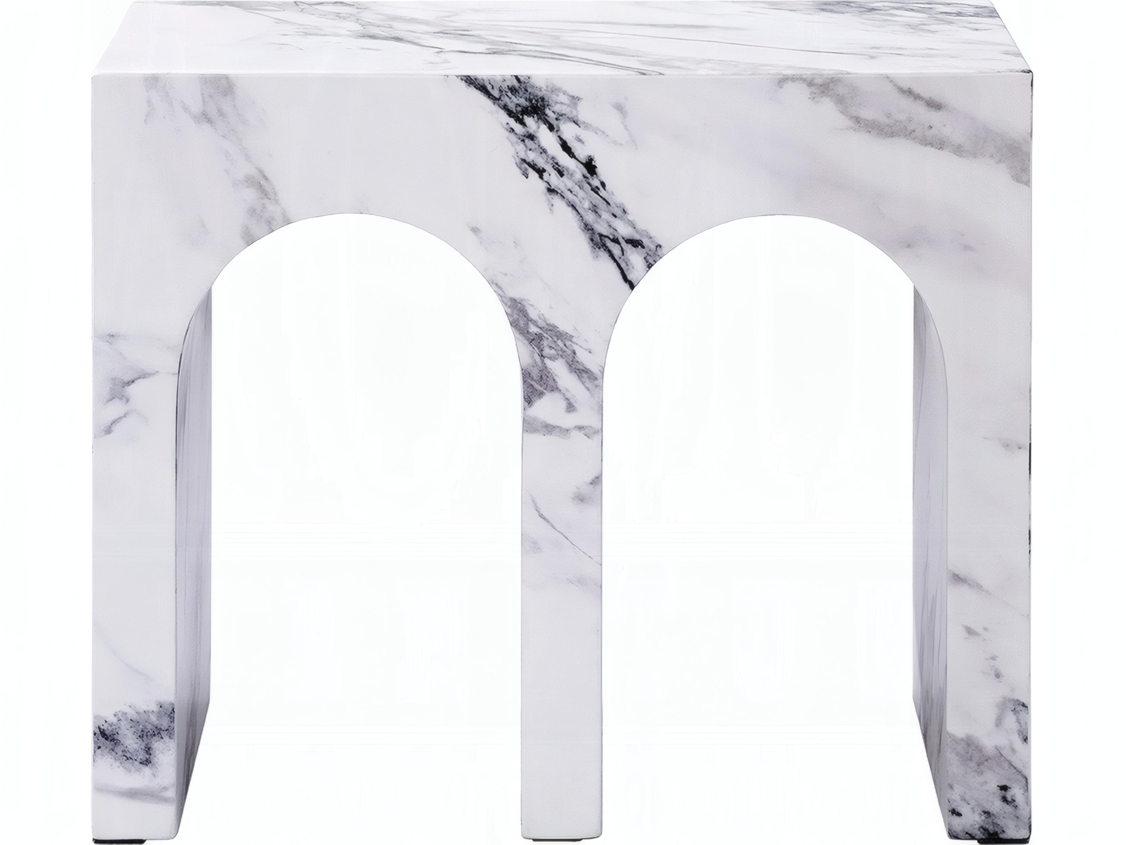 Acme Furniture Fritzy Rectangular Faux Stone Engineered End Table