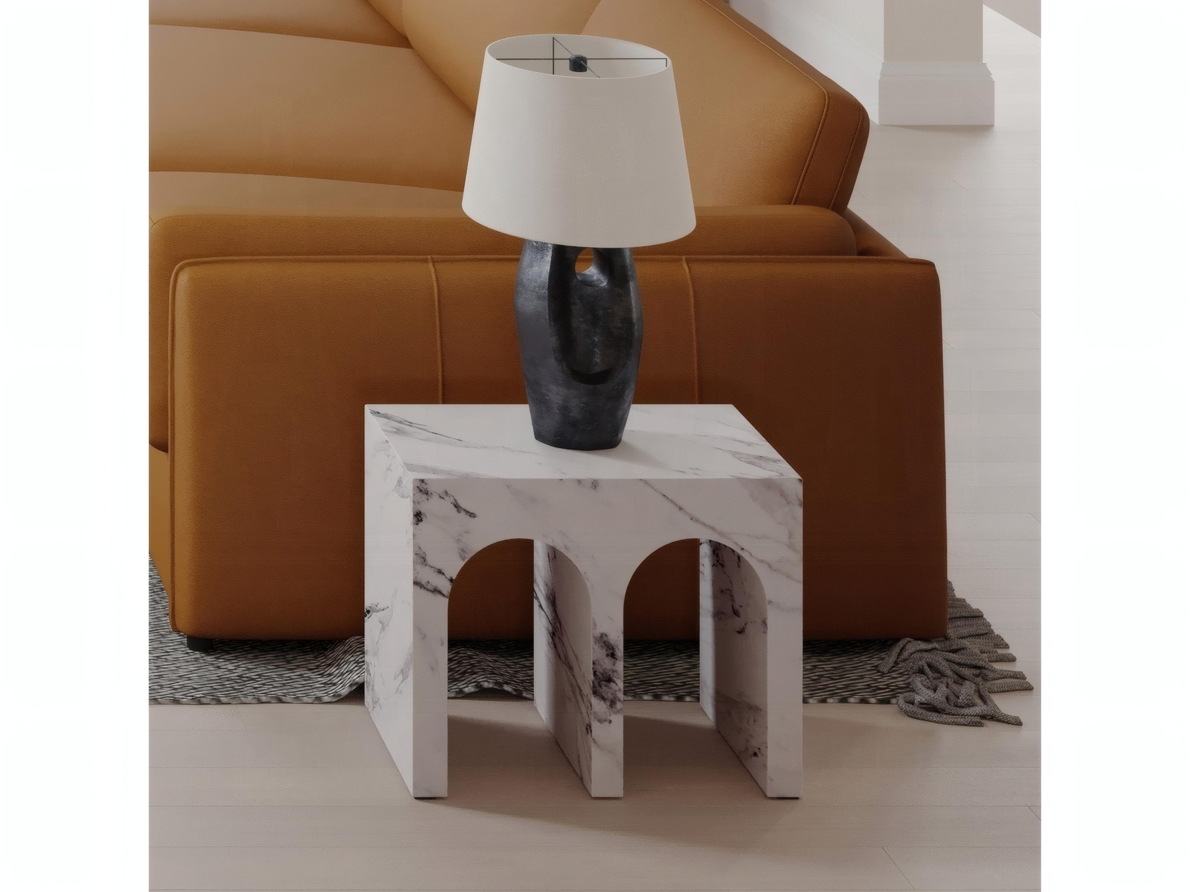 Acme Furniture Fritzy Rectangular Faux Stone Engineered End Table