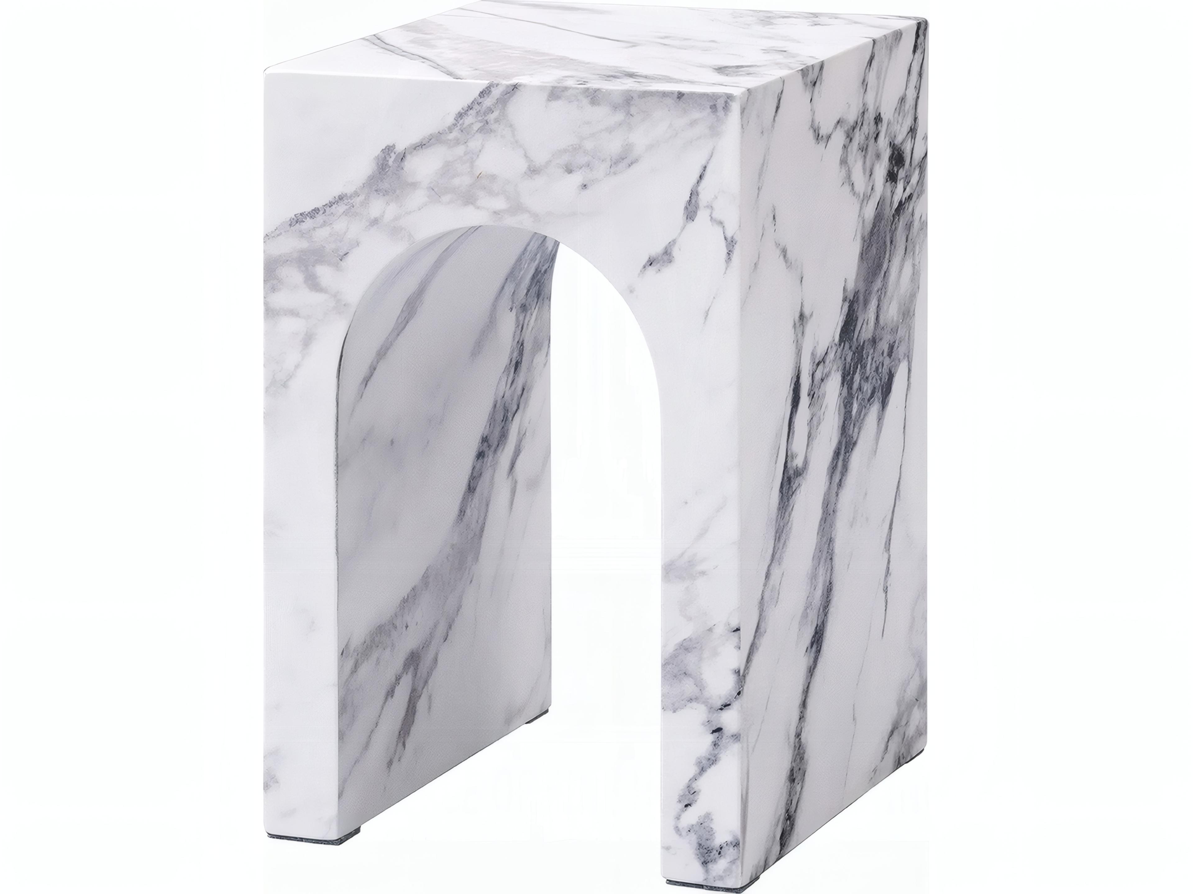 Fritzy Square Faux Stone Engineered End Table